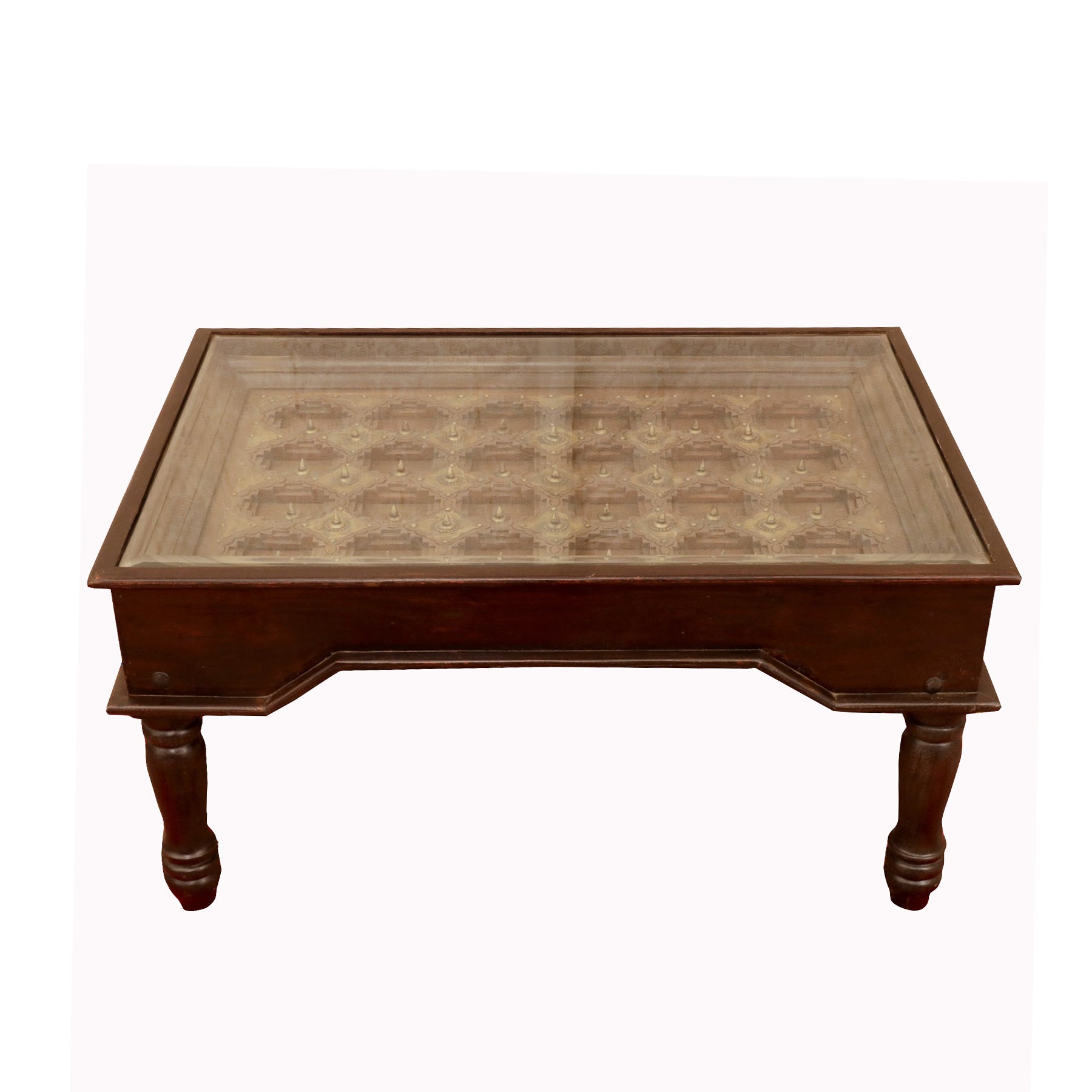 Brass Fitting Top Handmade Wooden Coffee Table Coffee Table