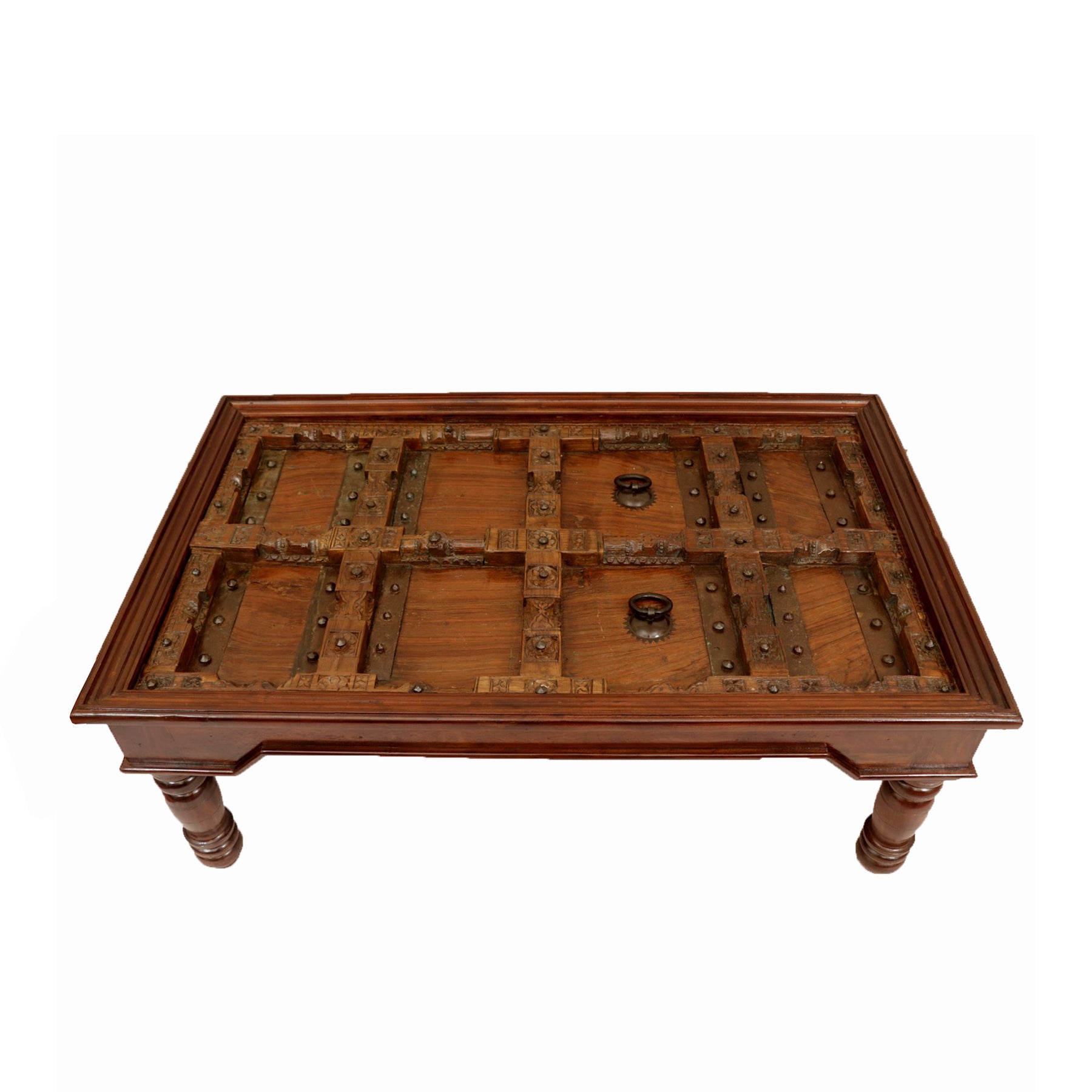 Door Inspired Coffee Table with Glass Coffee Table