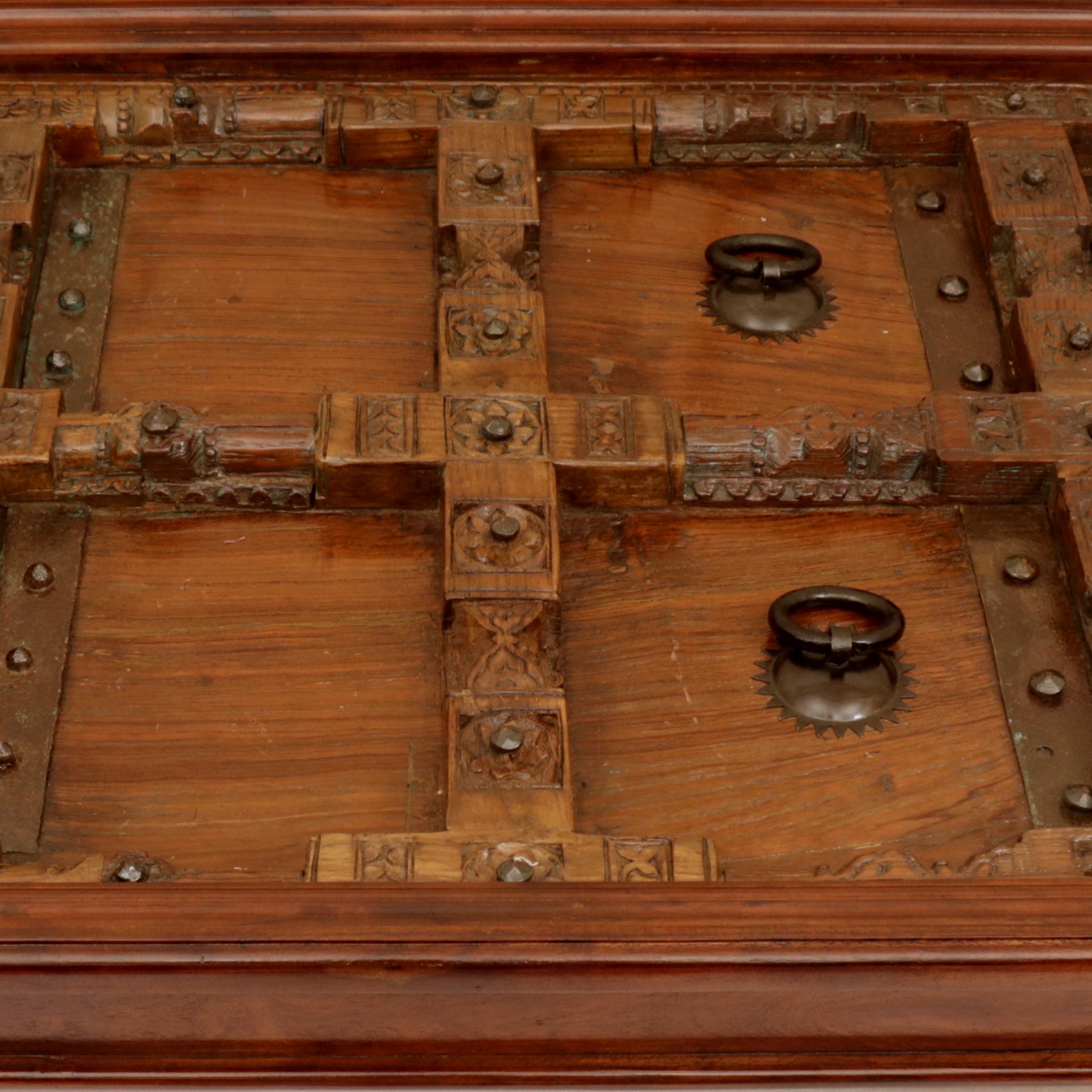 Door Inspired Coffee Table with Glass Coffee Table