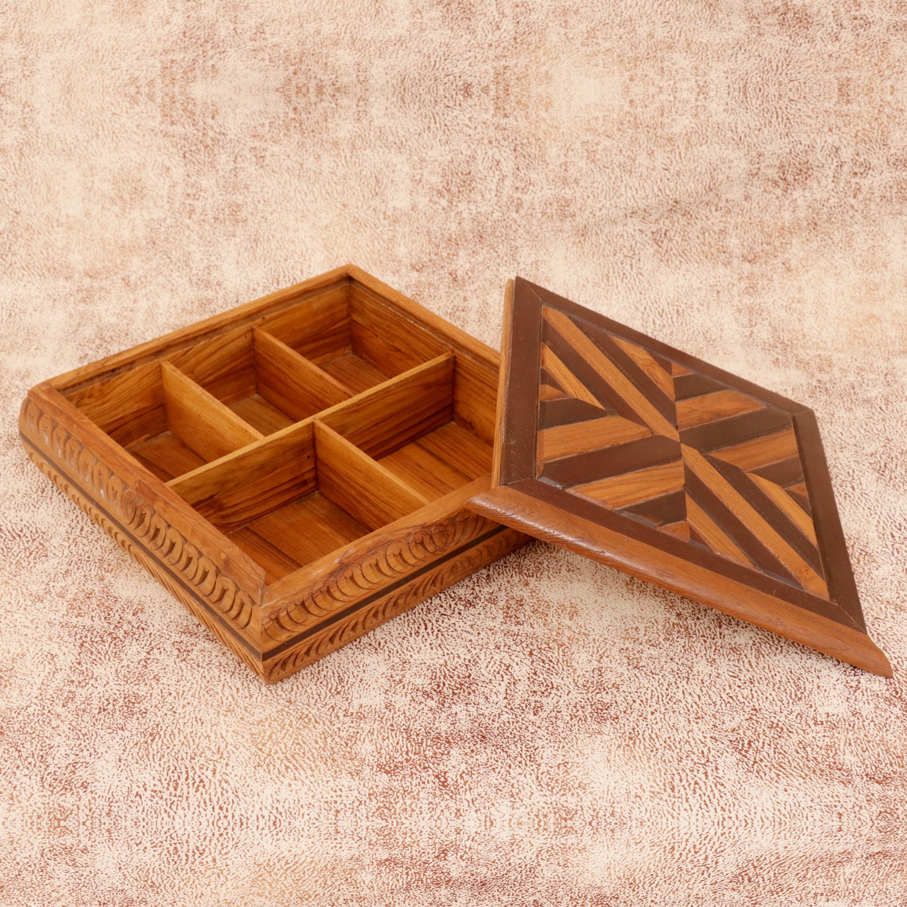 Five Compartment Box Wooden Box