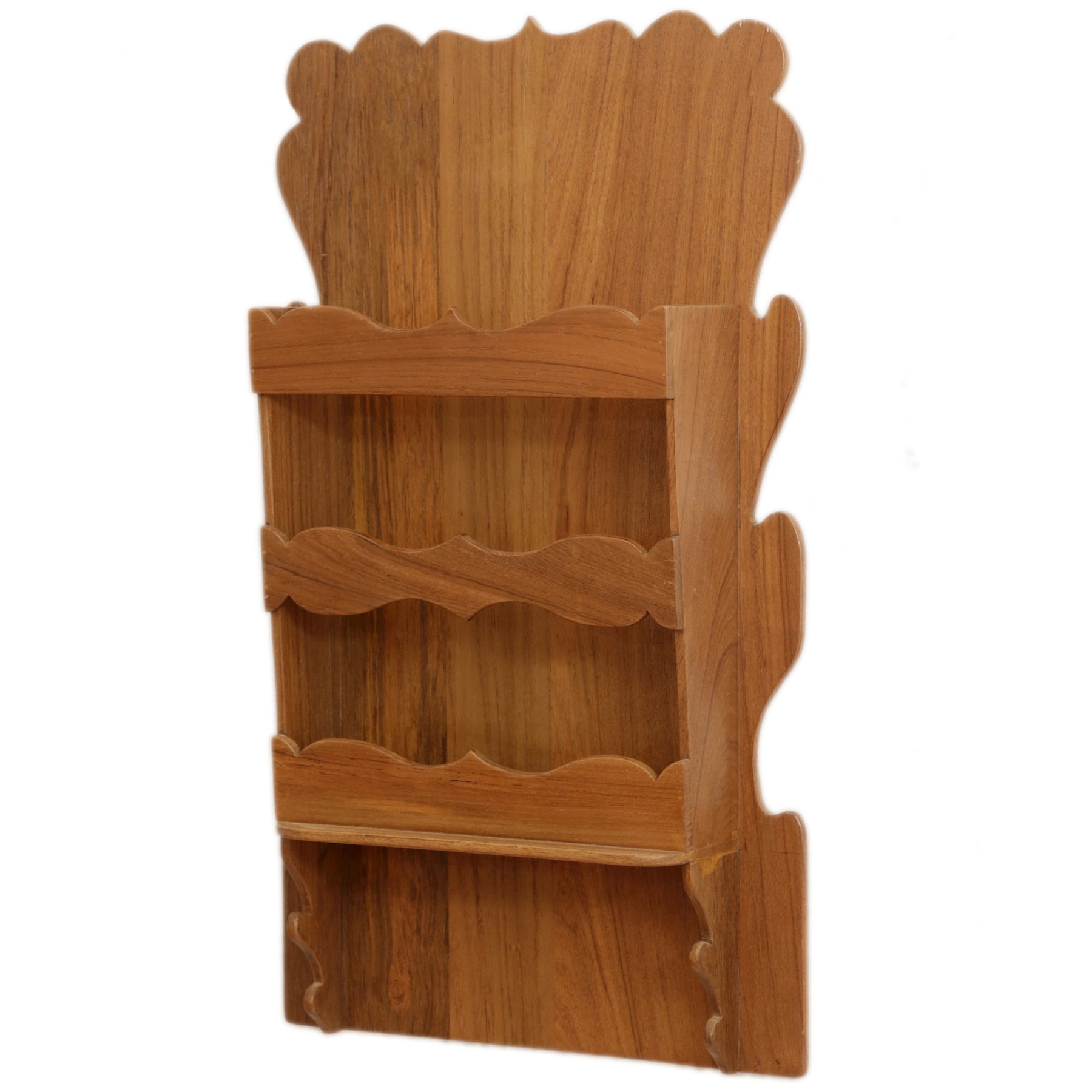 Wooden 3 Shelves Wall Hanging Natural Tone Paper Holder