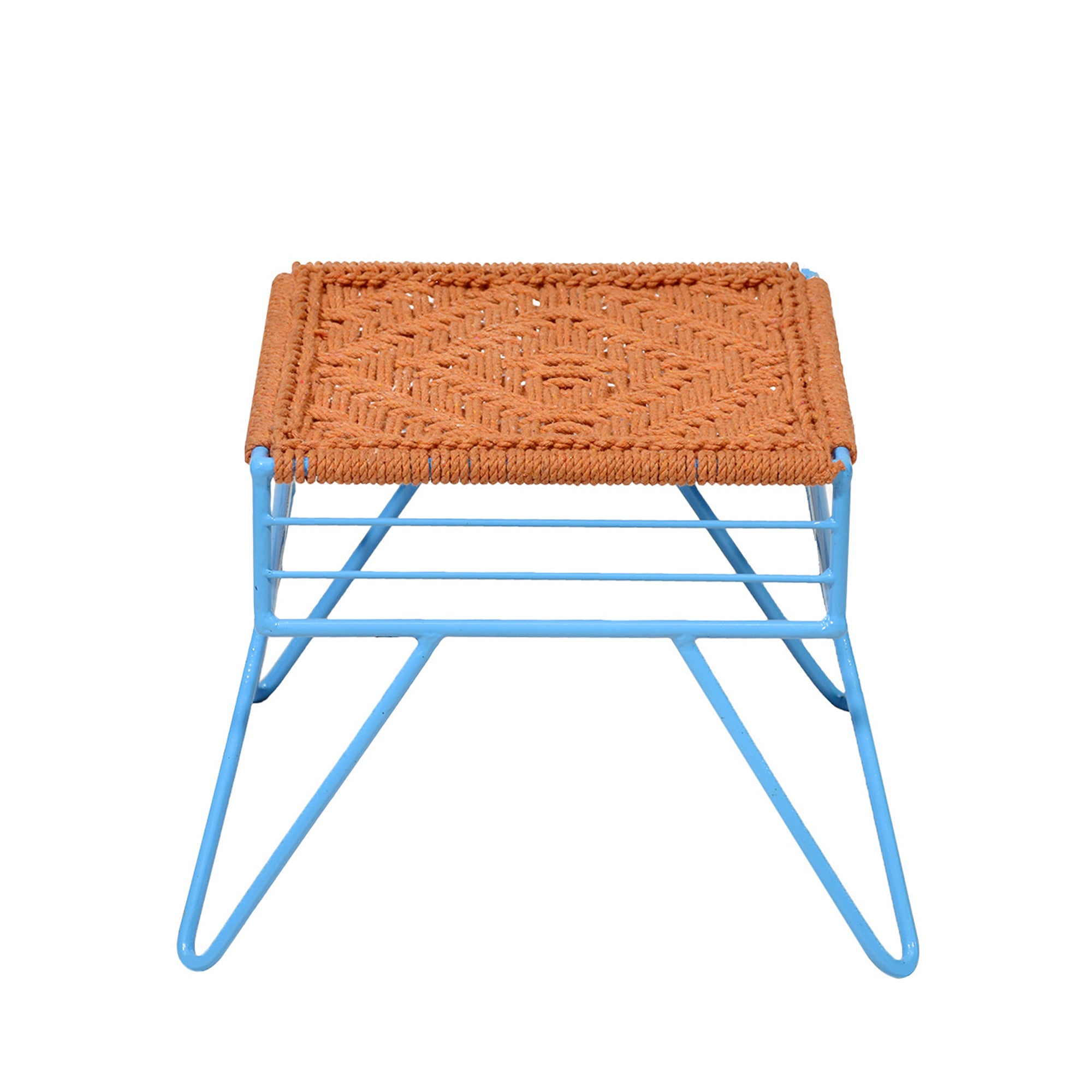 Blue Legs Organge thread Woven metallic Stool Stool