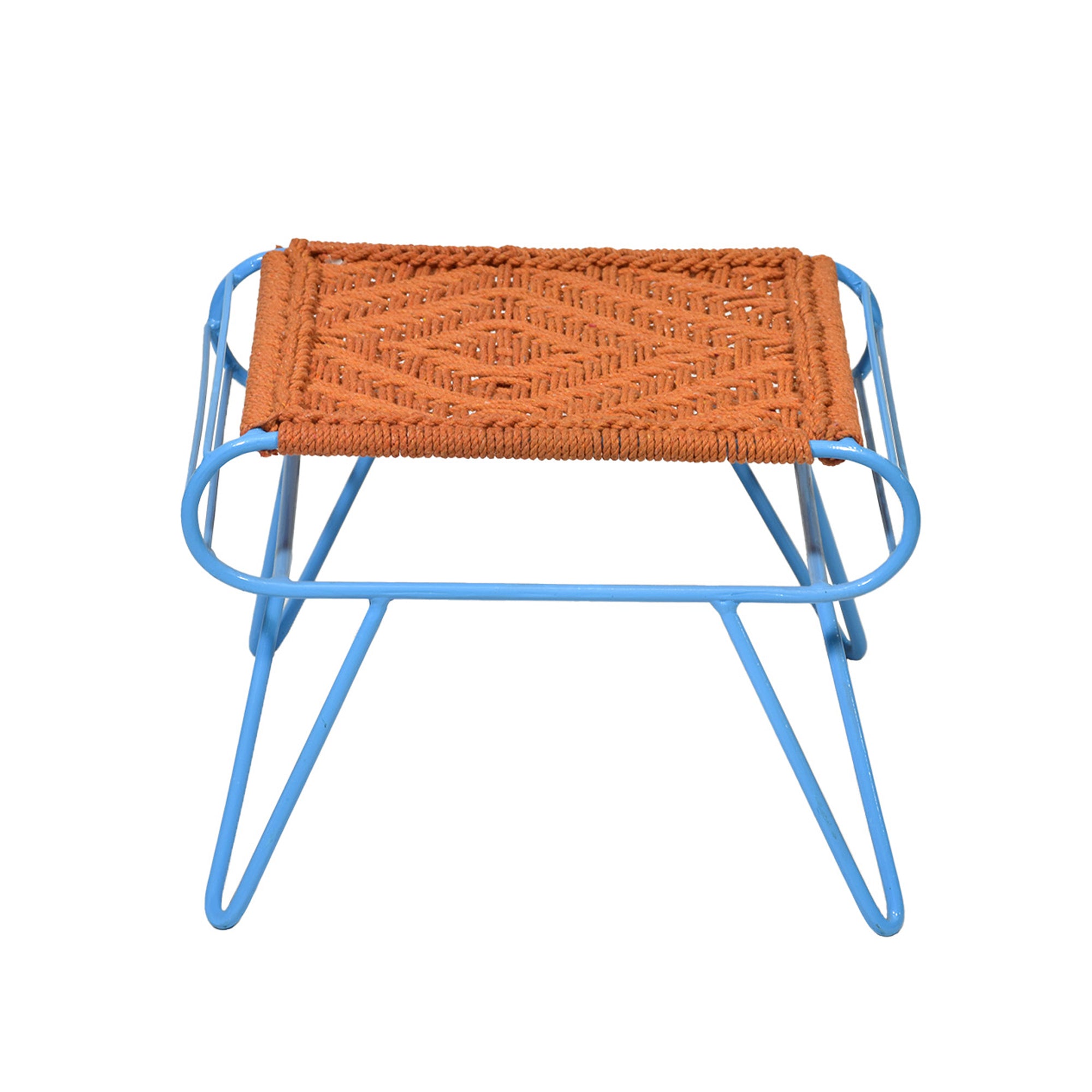 Blue Legs Retro Style Woven Stool Stool