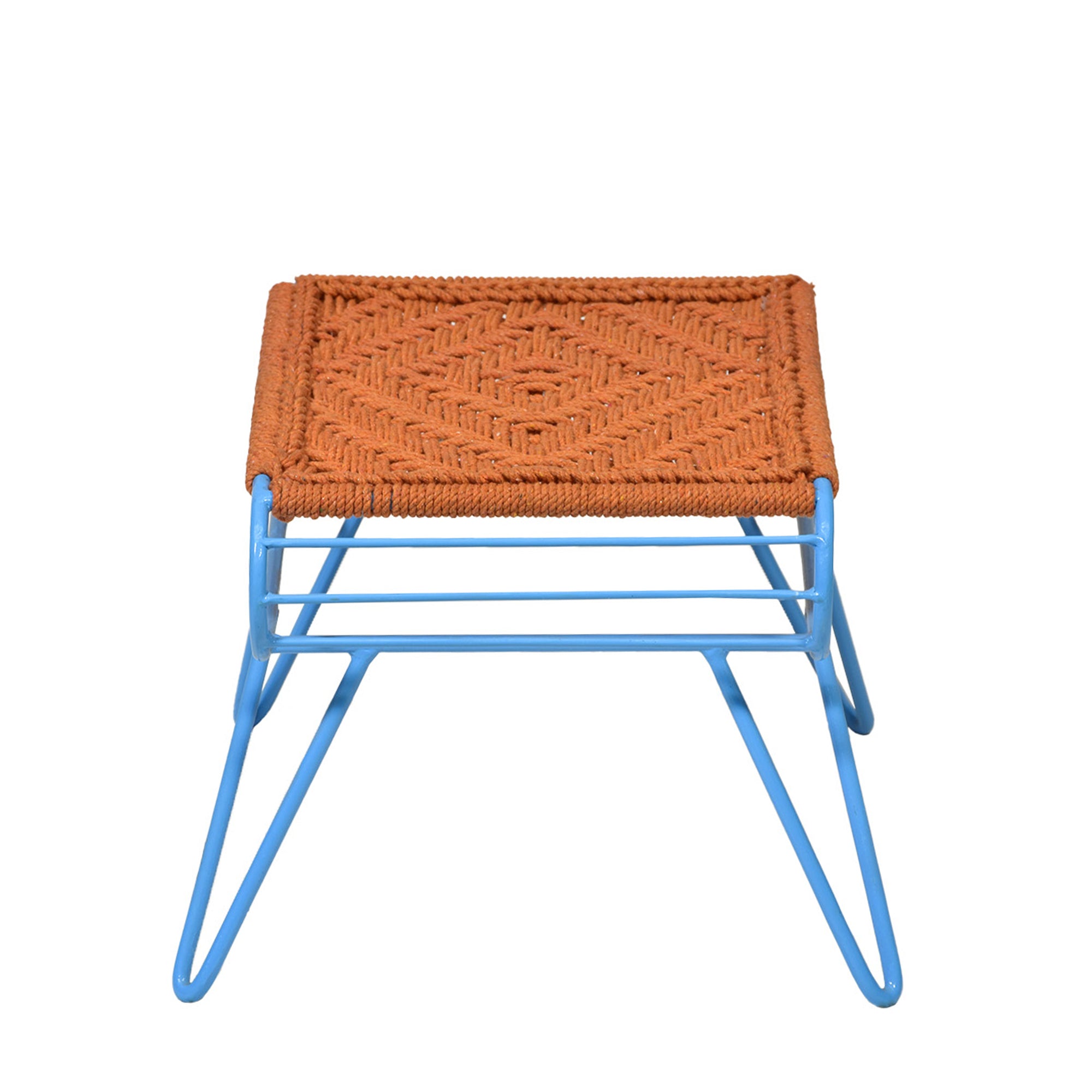 Blue Legs Retro Style Woven Stool Stool