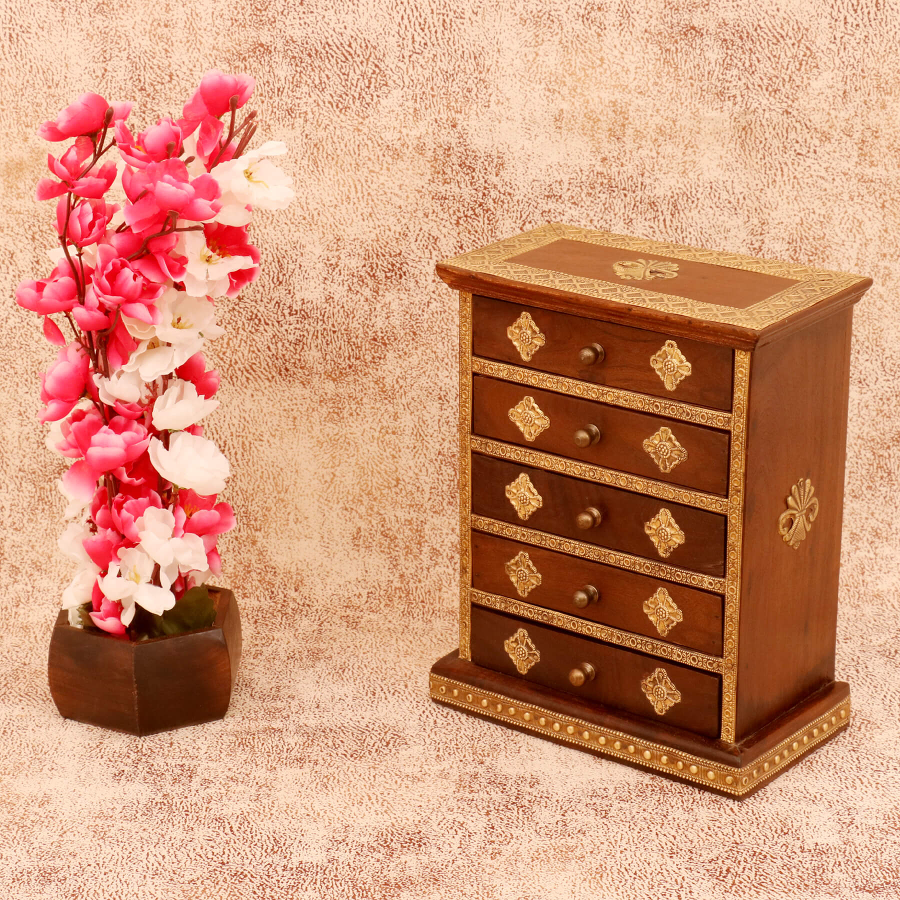 Diamond Tiered Drawers Chest (Dark Tone) Desk Organizer