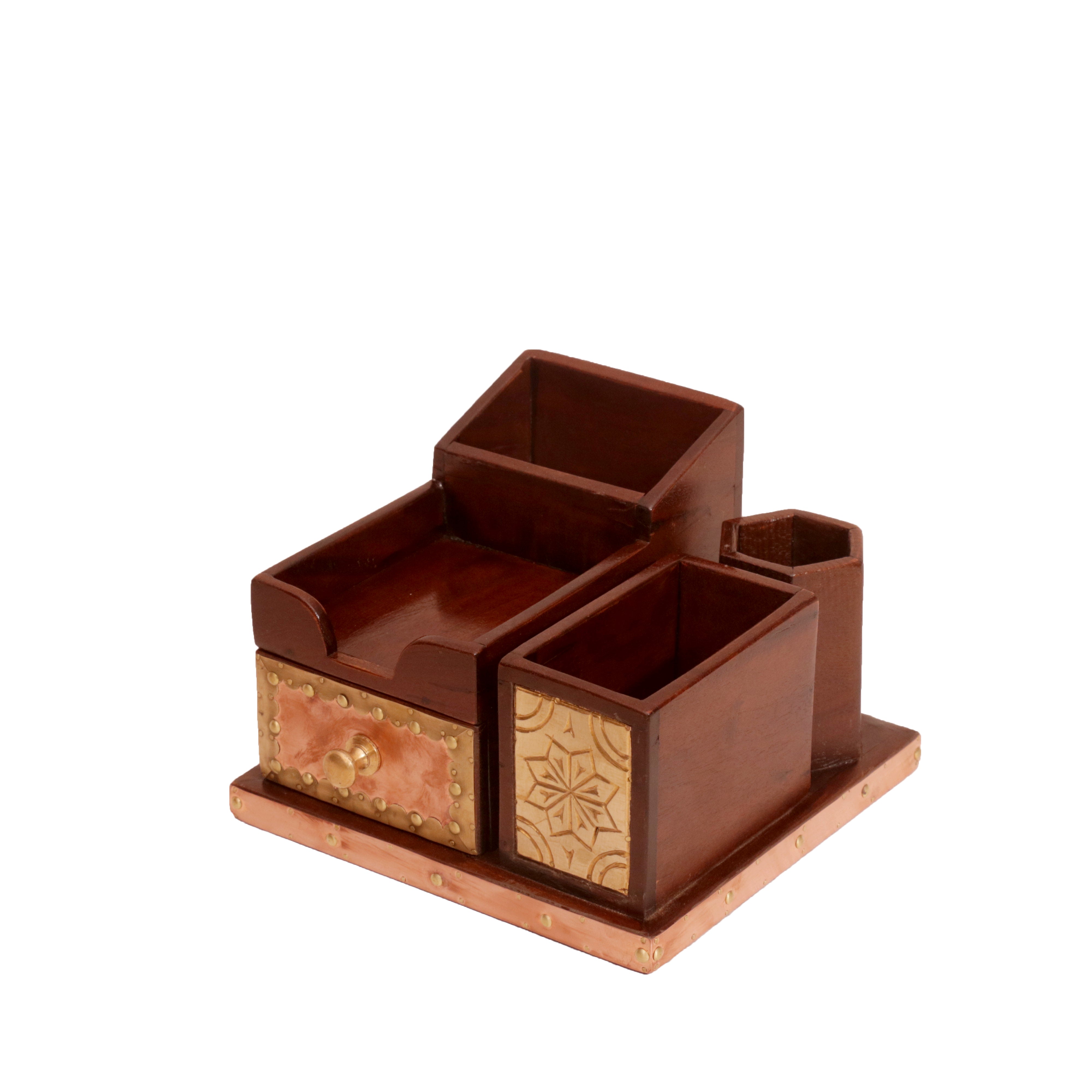 5-compartment Wood Desk Organizer Desk Organizer