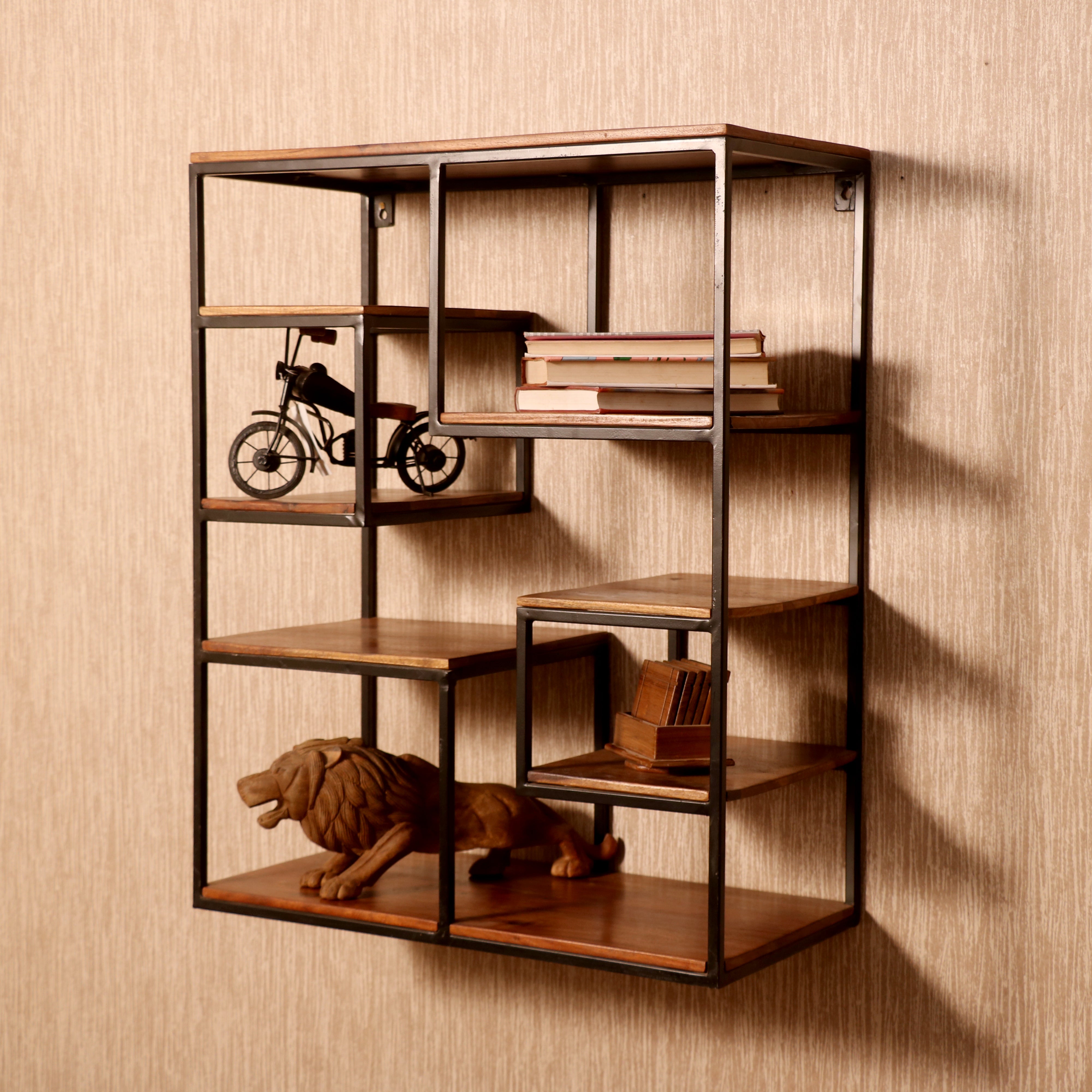 Fun Squares Iron Shelving Unit Natural Wall Rack