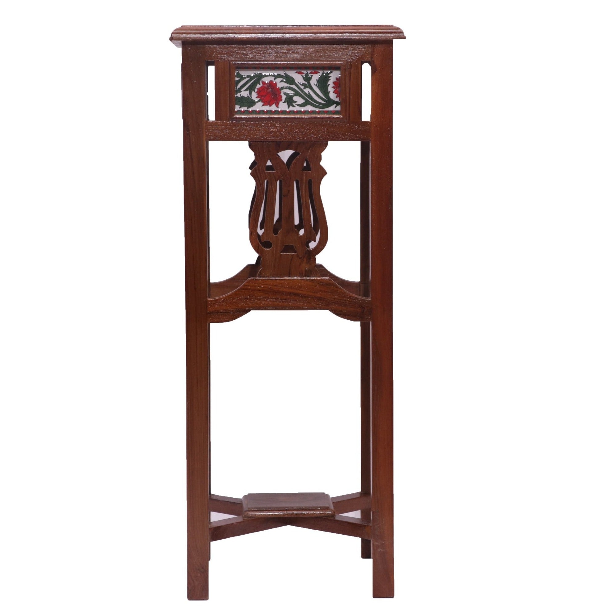 Tall Teakwood Table End Table