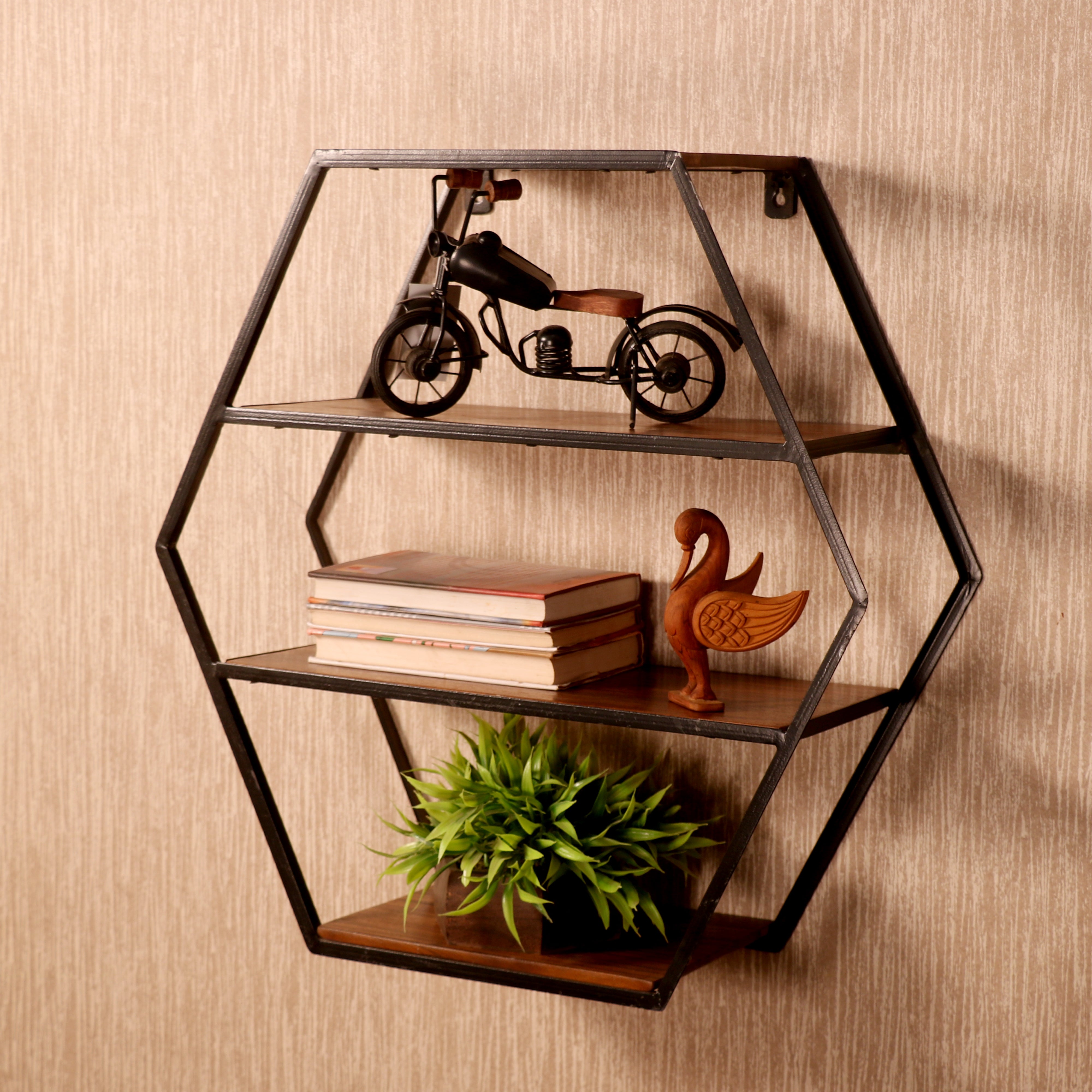 Flattened Diamond Shelf Wall Rack