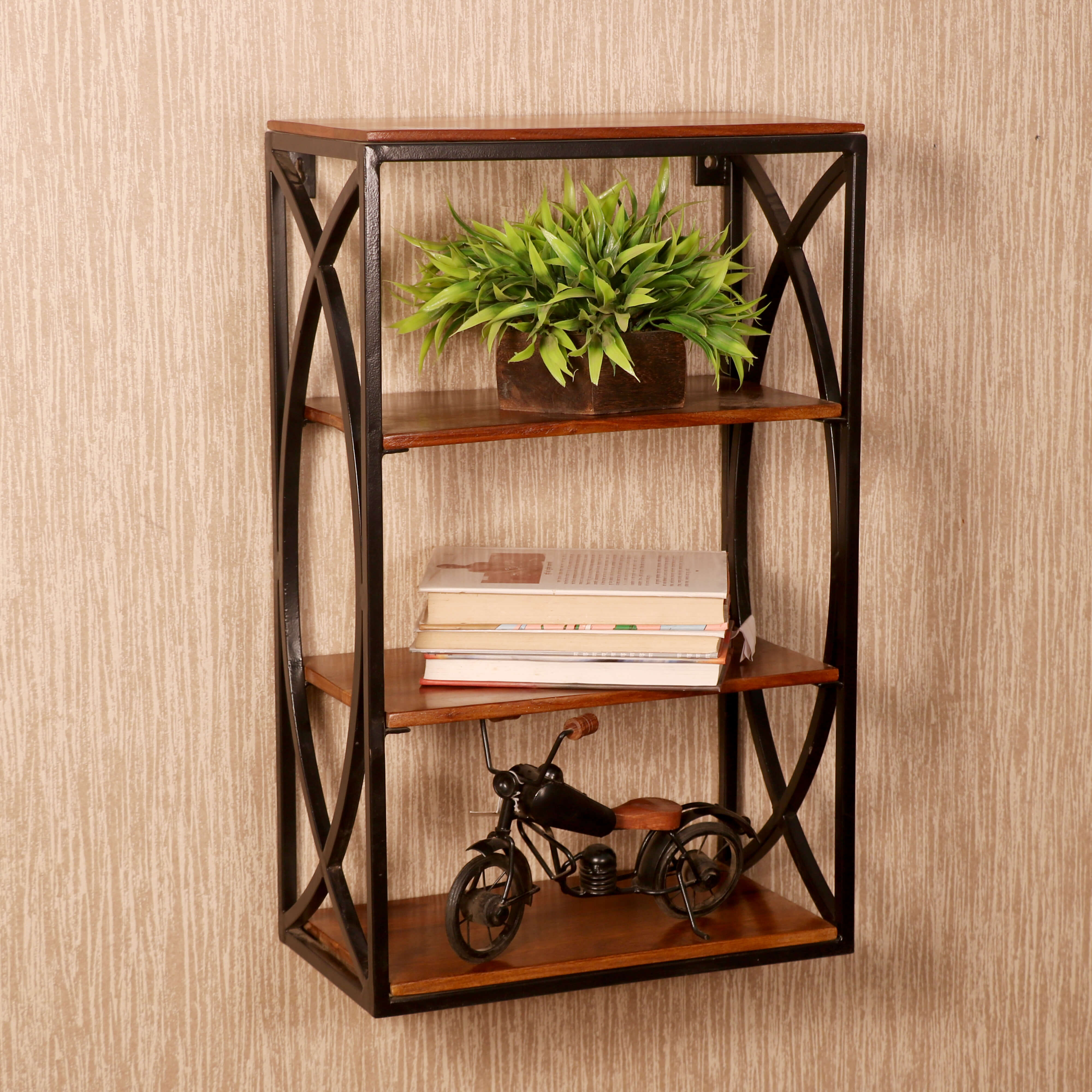 Fish Grill Wooden Shelf Wall Rack