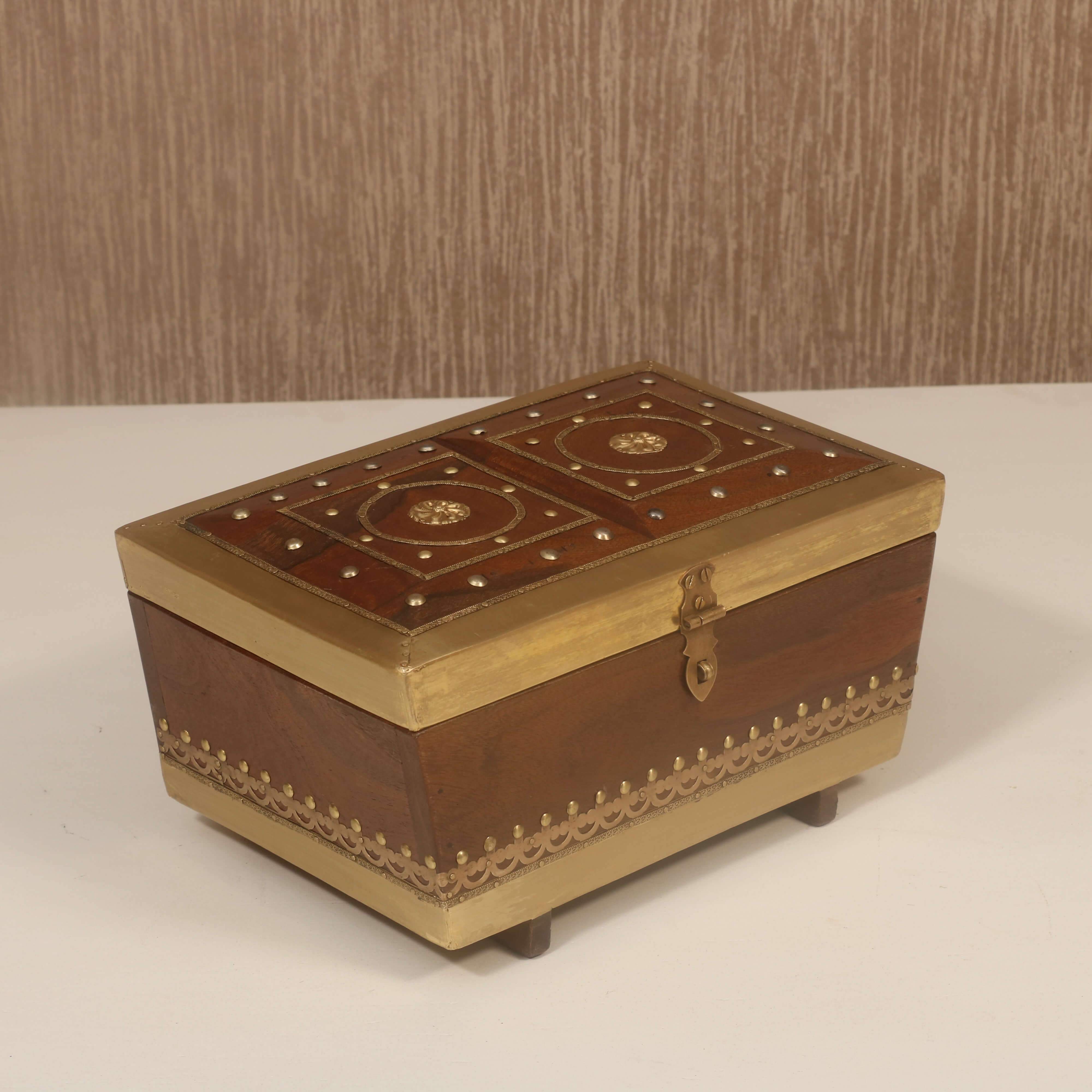 Brass Fitted Wooden Box Wooden Box