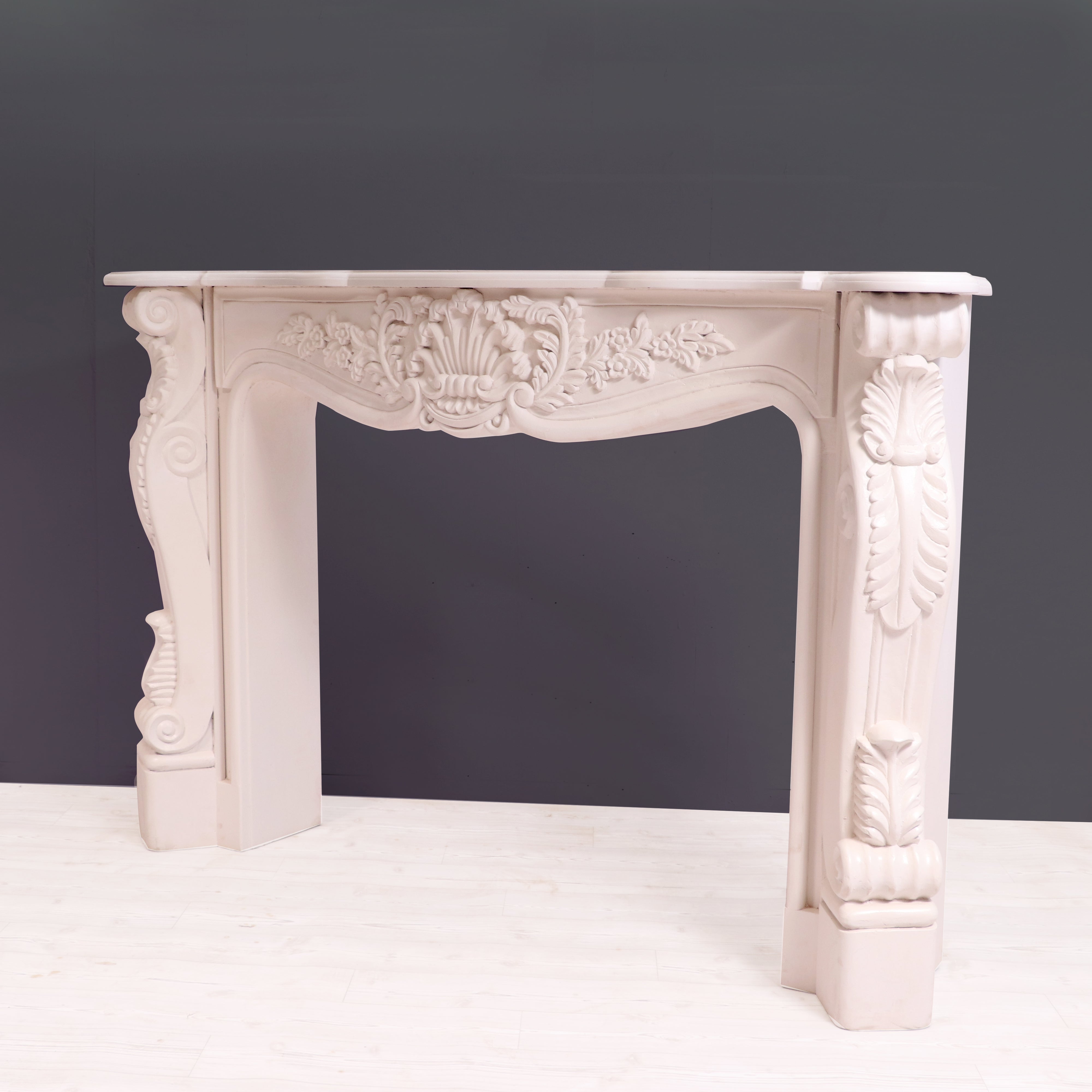 French carved fire mantel premium white deco finishing Console table Fire Mantel