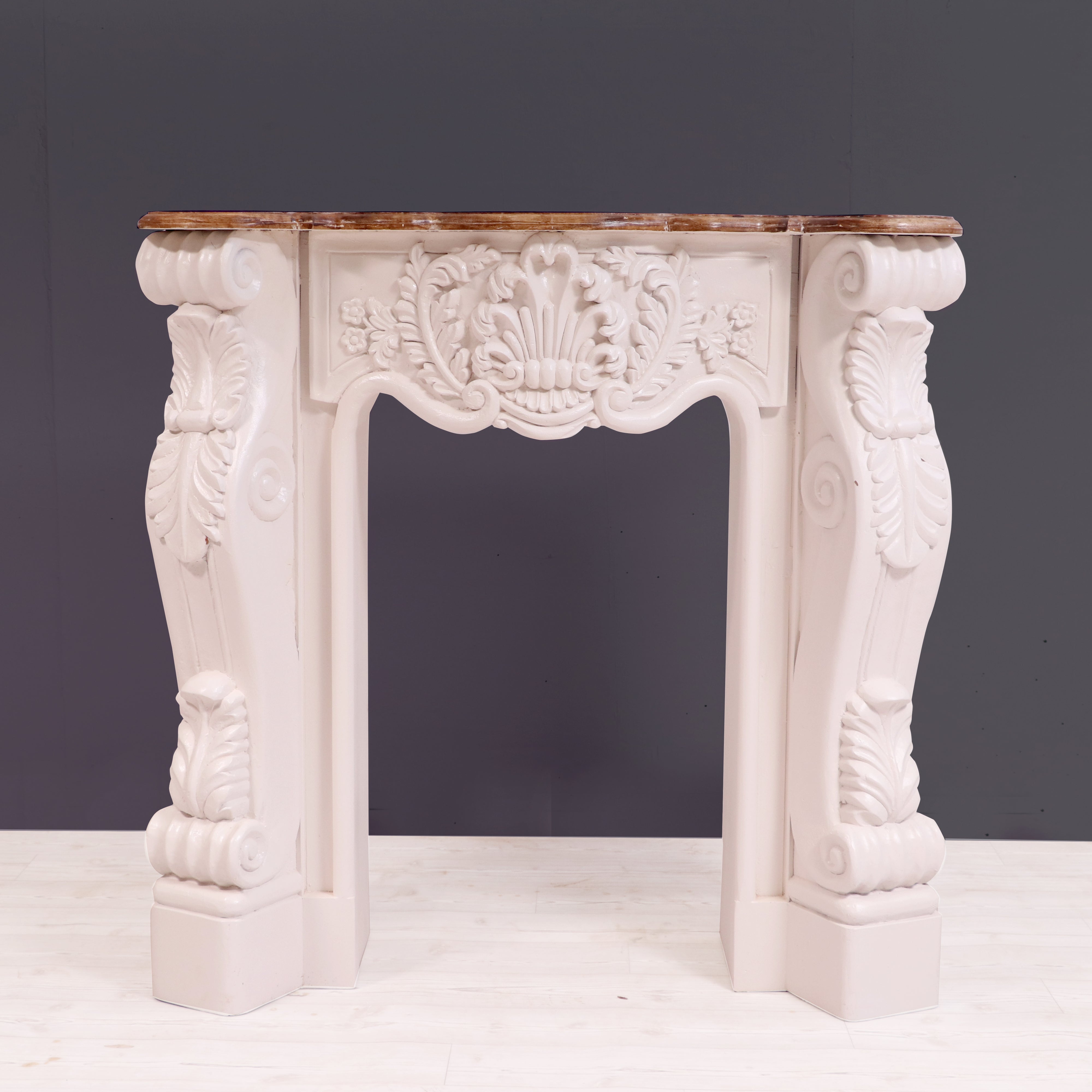 Solid wood fire mantel carved french console table Fire Mantel