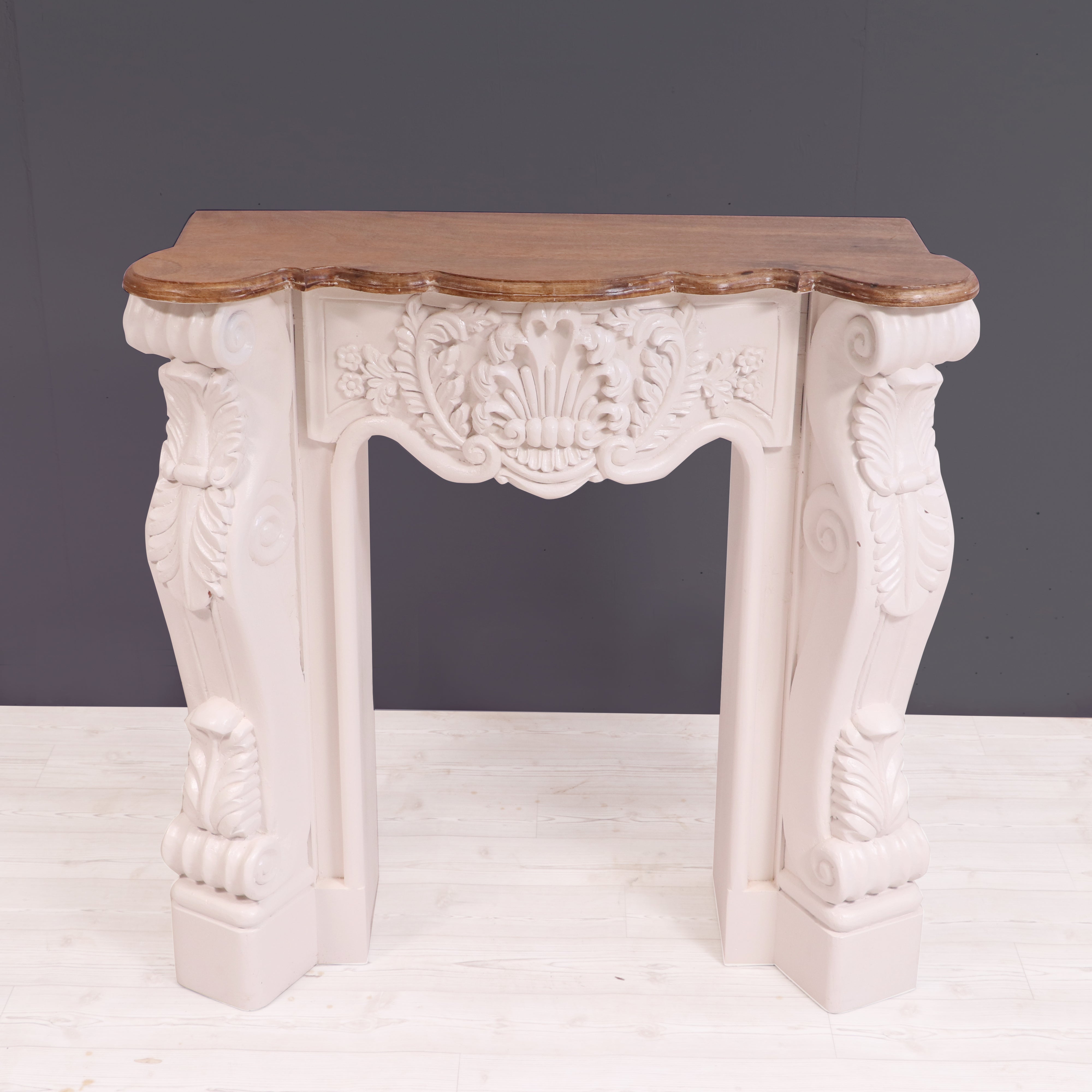 Solid wood fire mantel carved french console table Fire Mantel