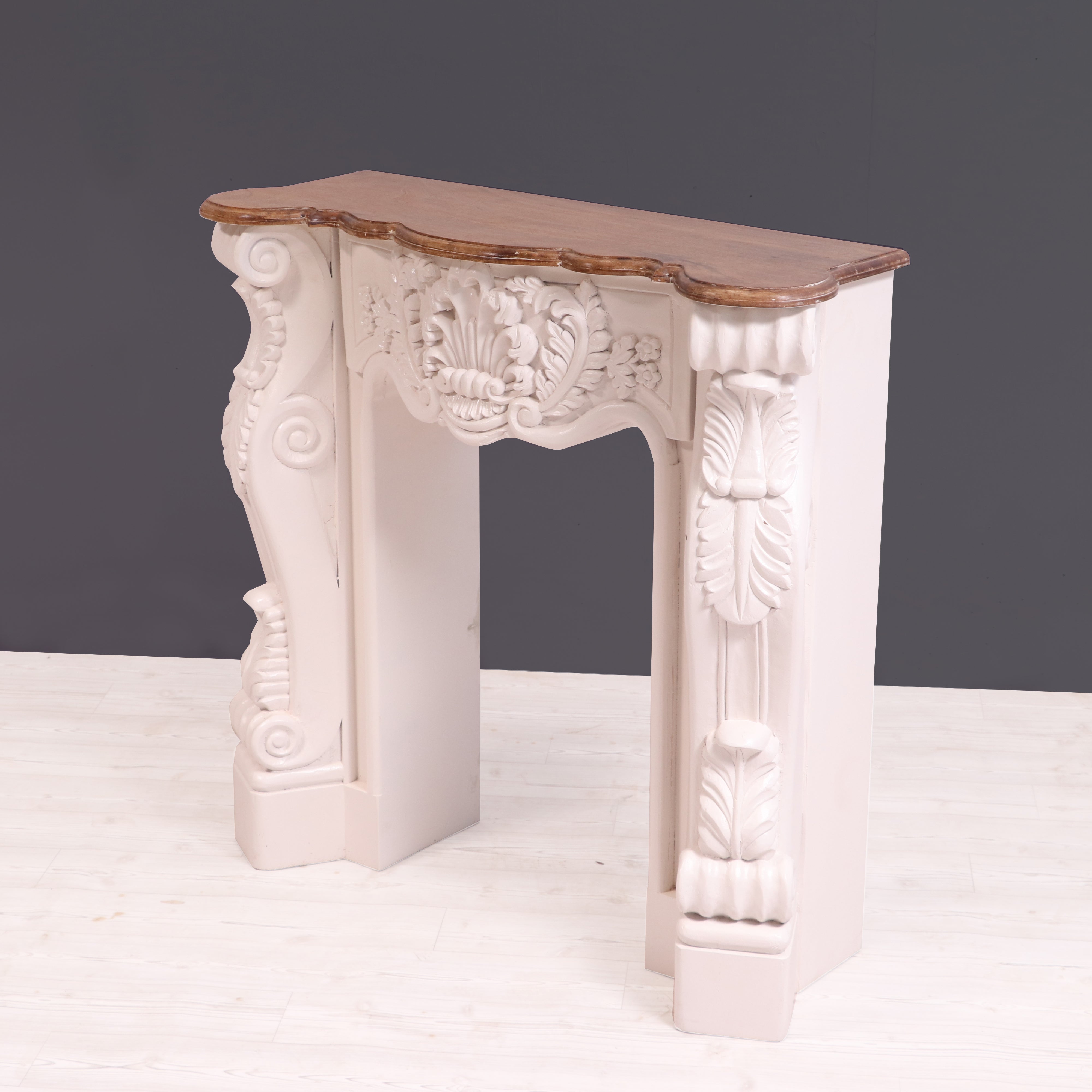 Solid wood fire mantel carved french console table Fire Mantel
