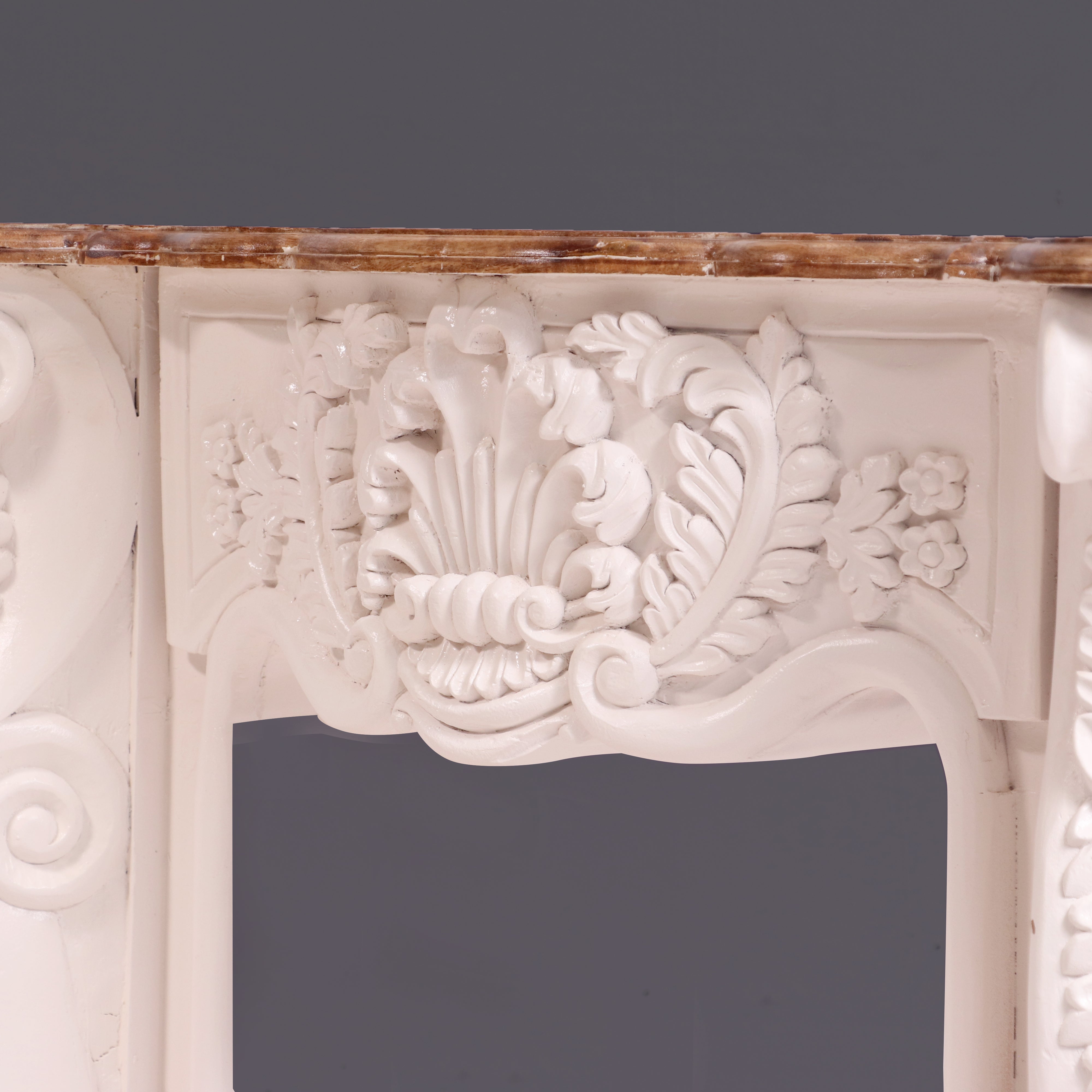 Solid wood fire mantel carved french console table Fire Mantel