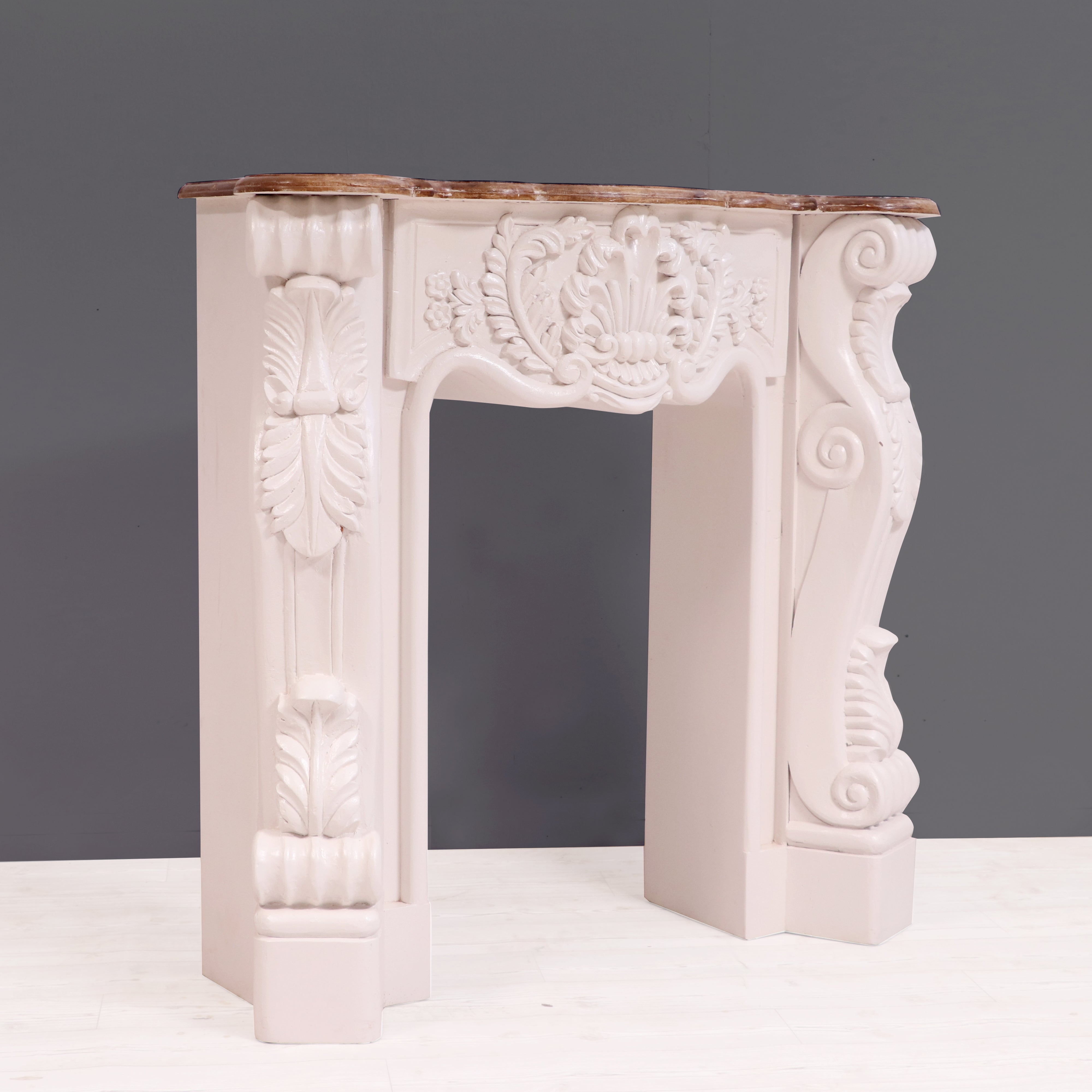Solid wood fire mantel carved french console table Fire Mantel