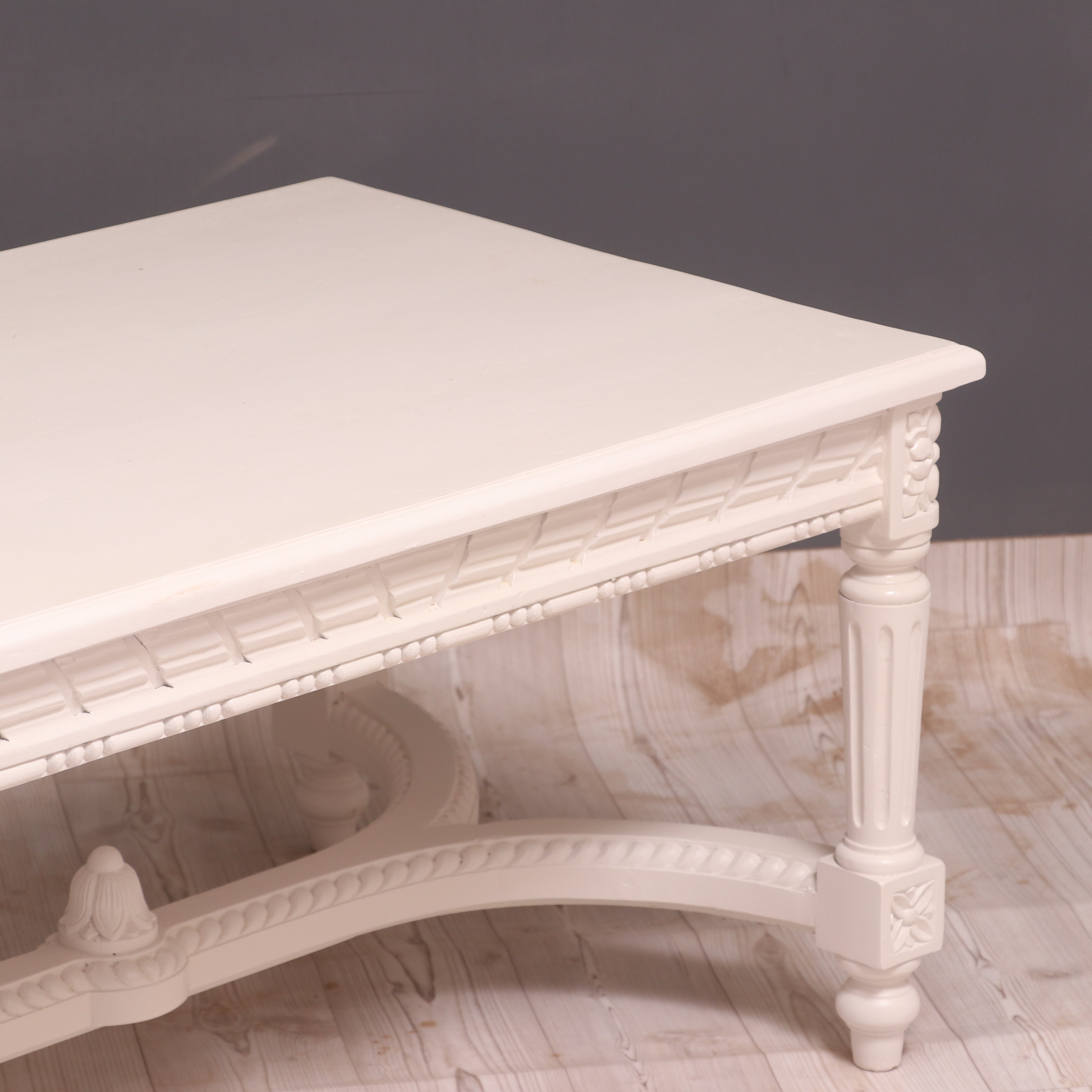 Ethnic carved intricate design white duco teak wood Coffee table Coffee Table