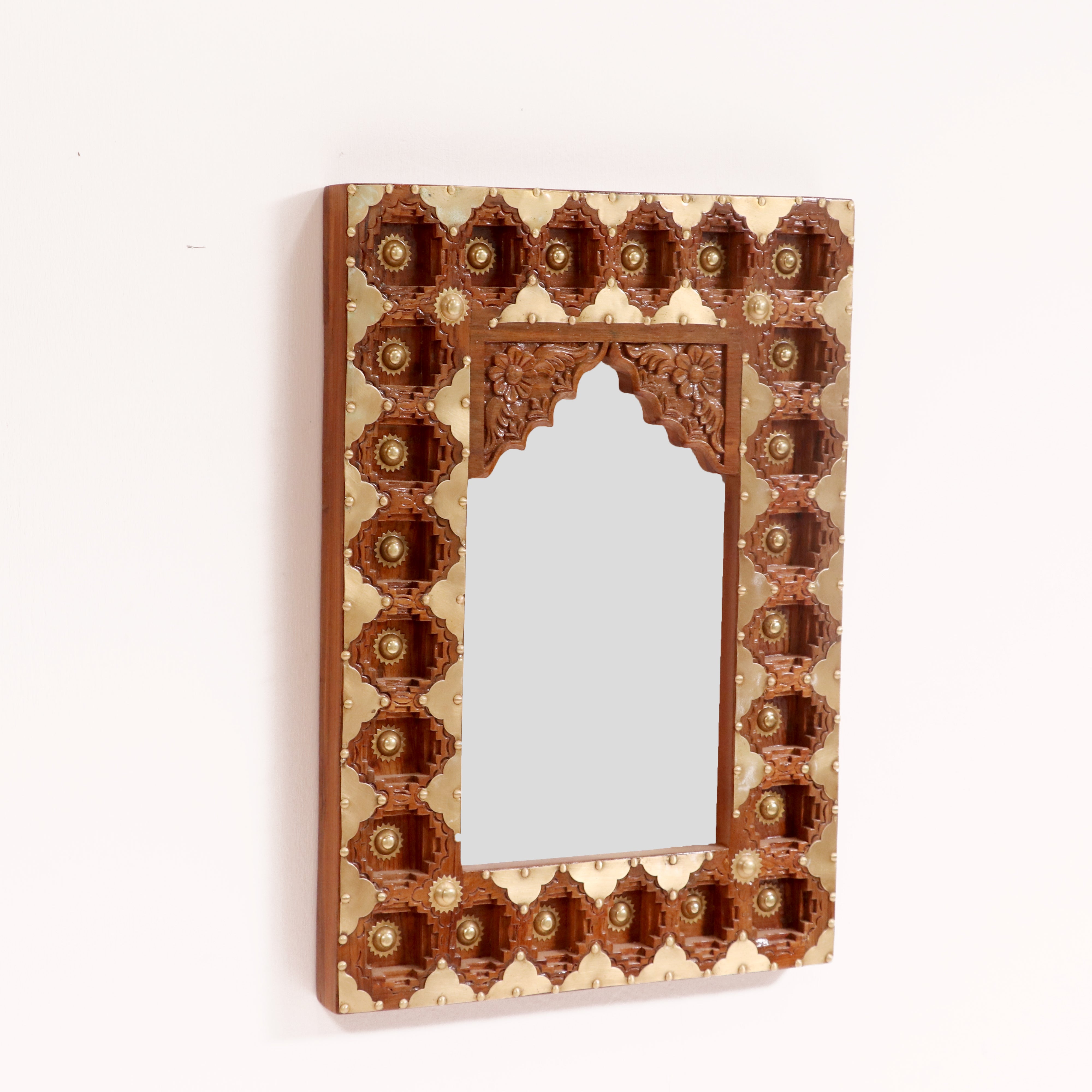 Brass carved boundary Rajasthani work Mirror Mirror