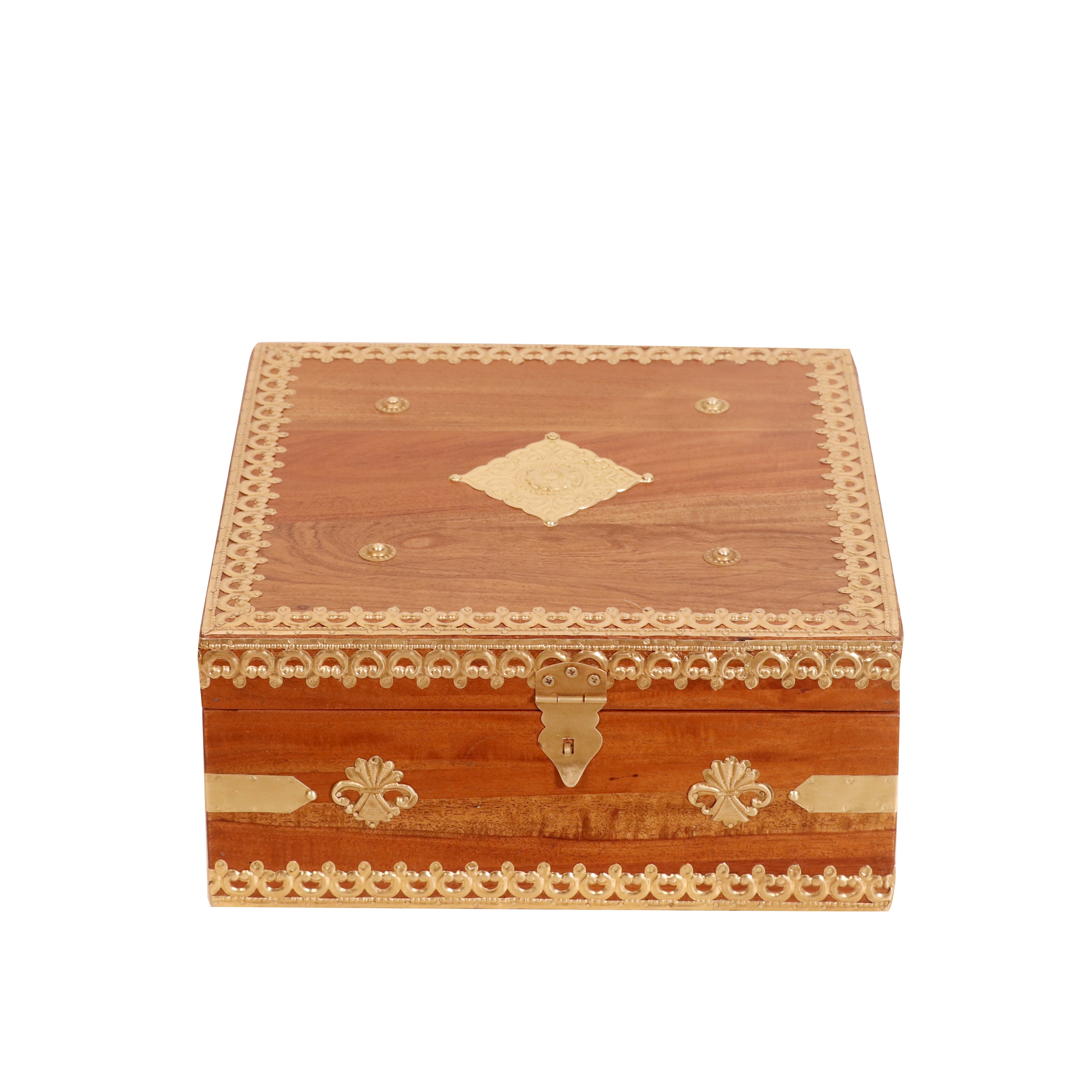 Solid wood Brass Square Box Wooden Box