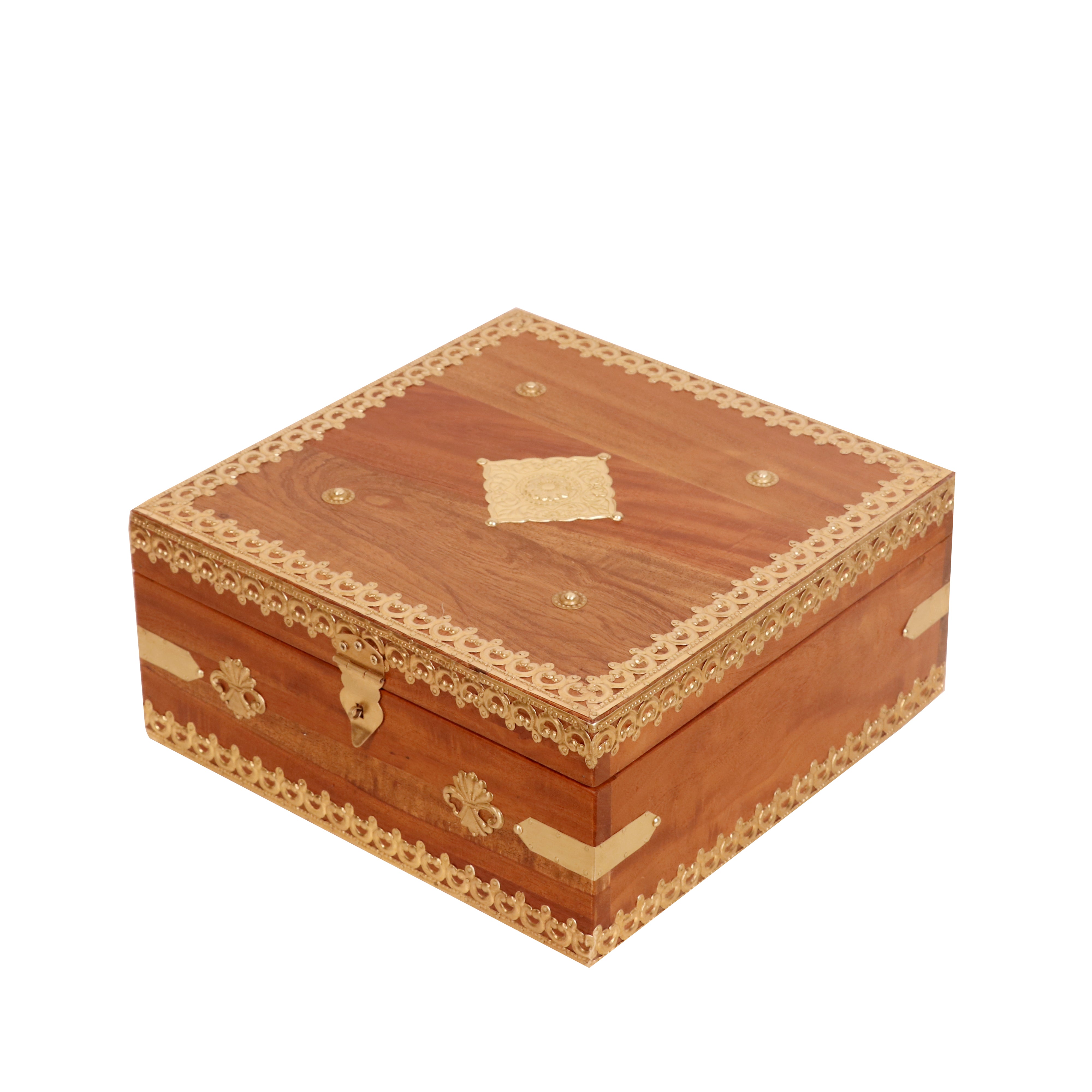 Solid wood Brass Square Box Wooden Box