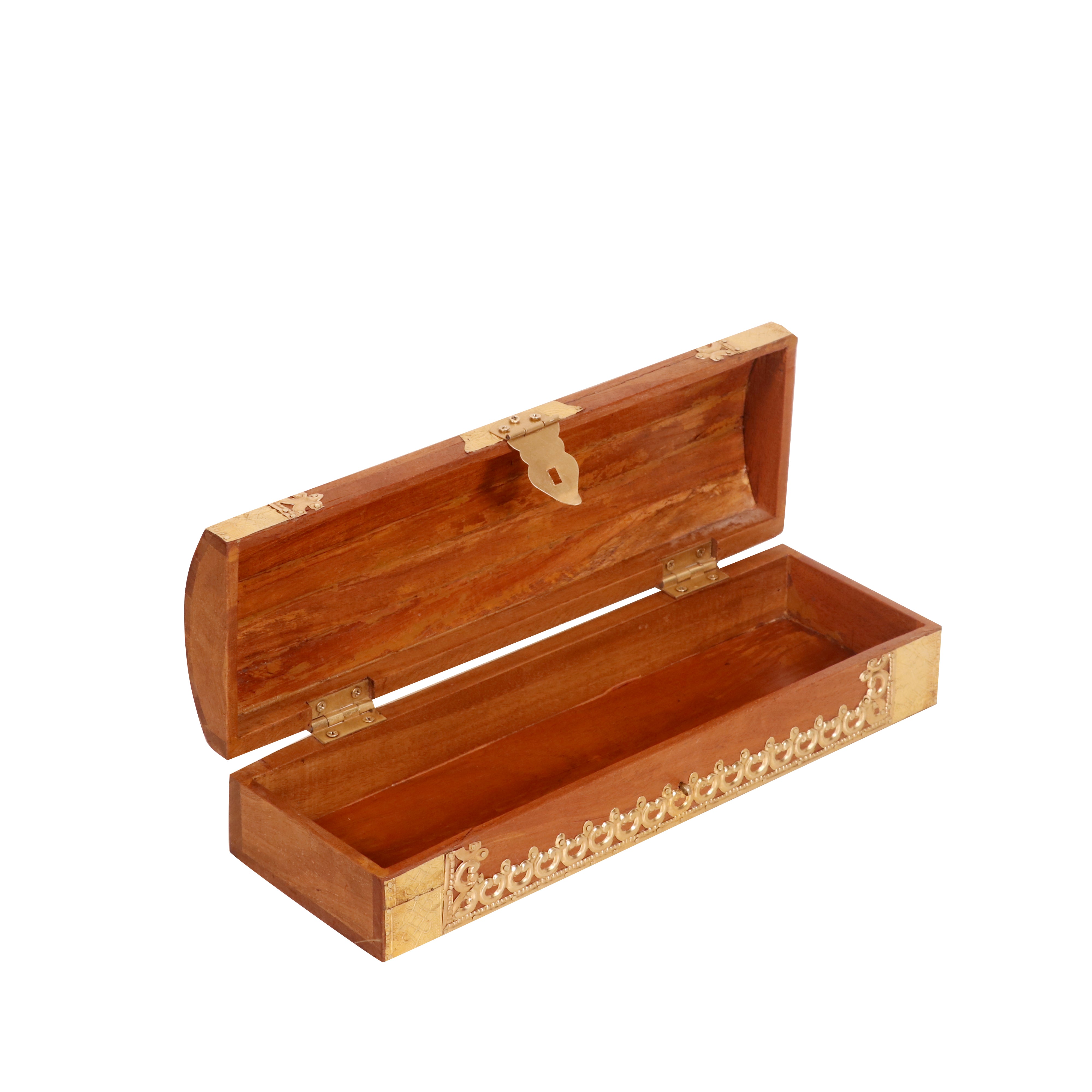 Brass fitted royal Latch Pen Pencil Case Wooden Box