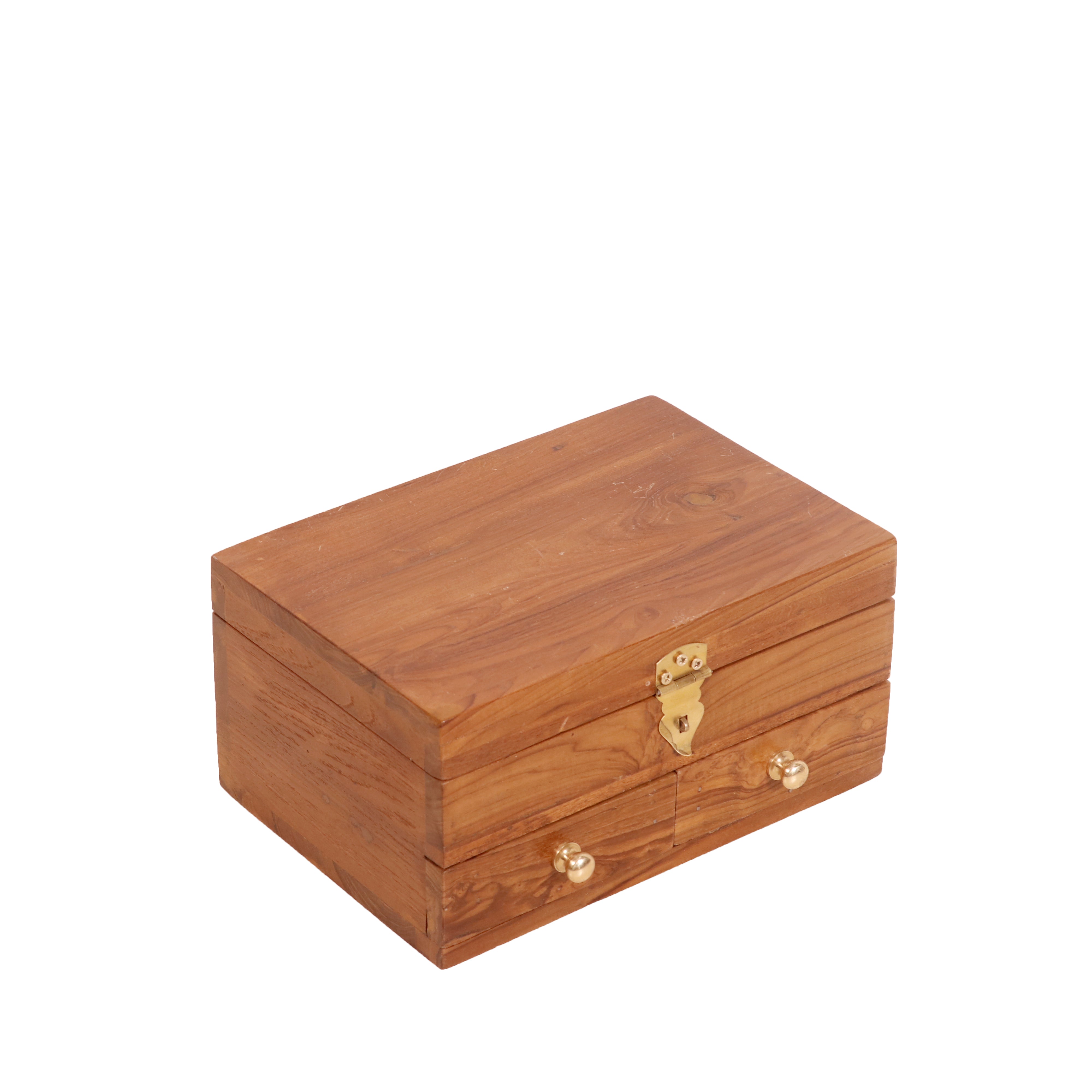 Teak double drawer compartment jewelry box Wooden Box