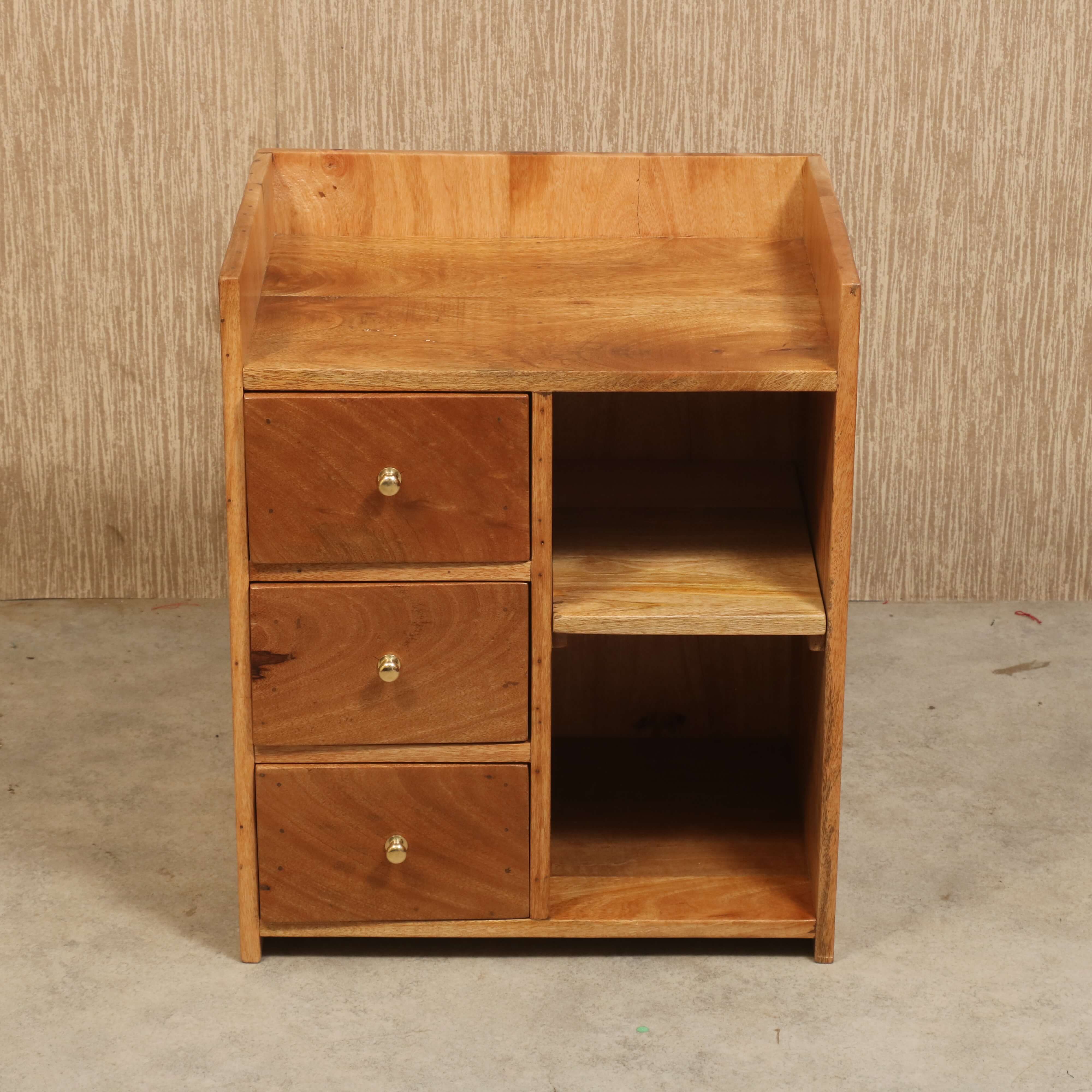 Light Finish 3-Drawer Bedside Unit Bedside