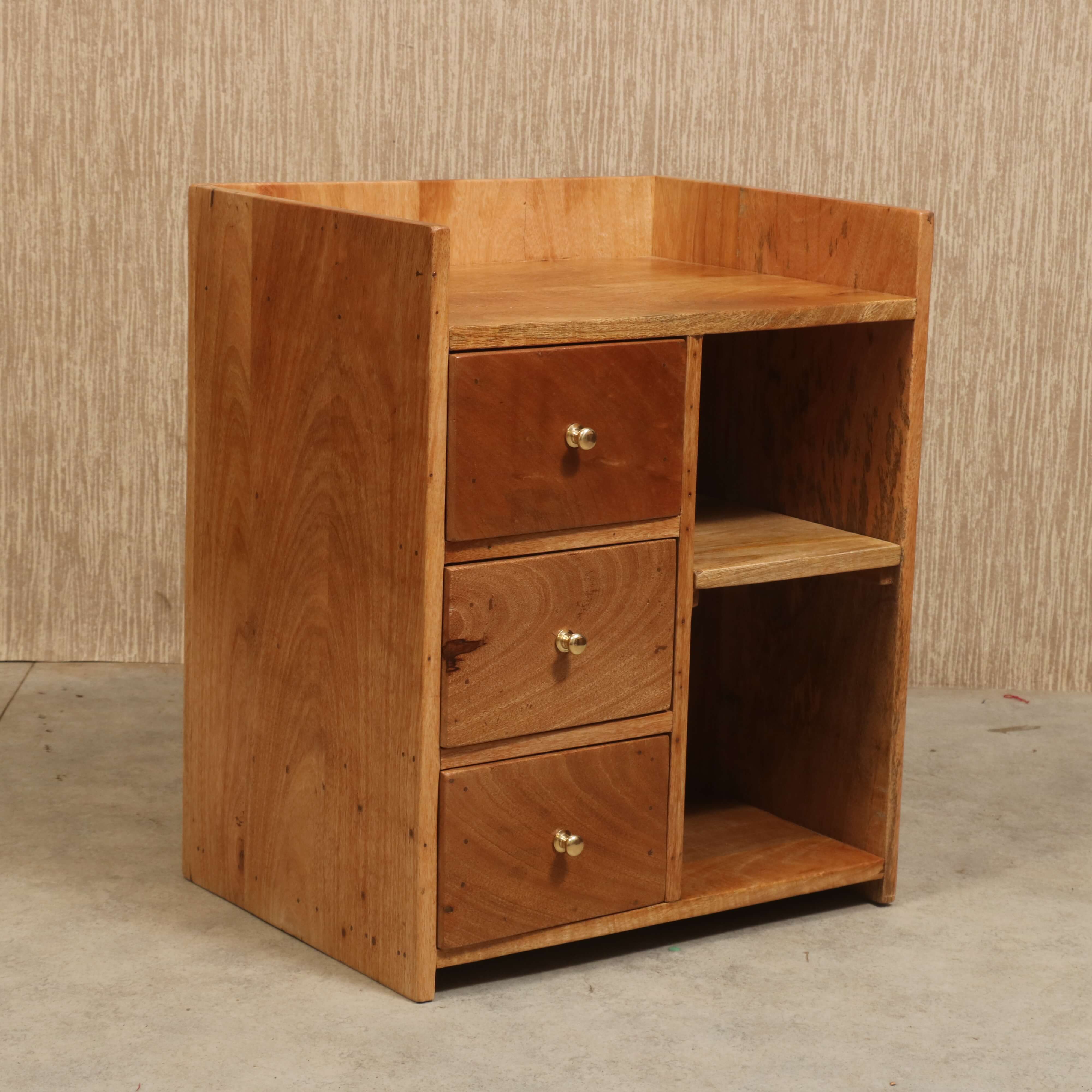 Light Finish 3-Drawer Bedside Unit Bedside