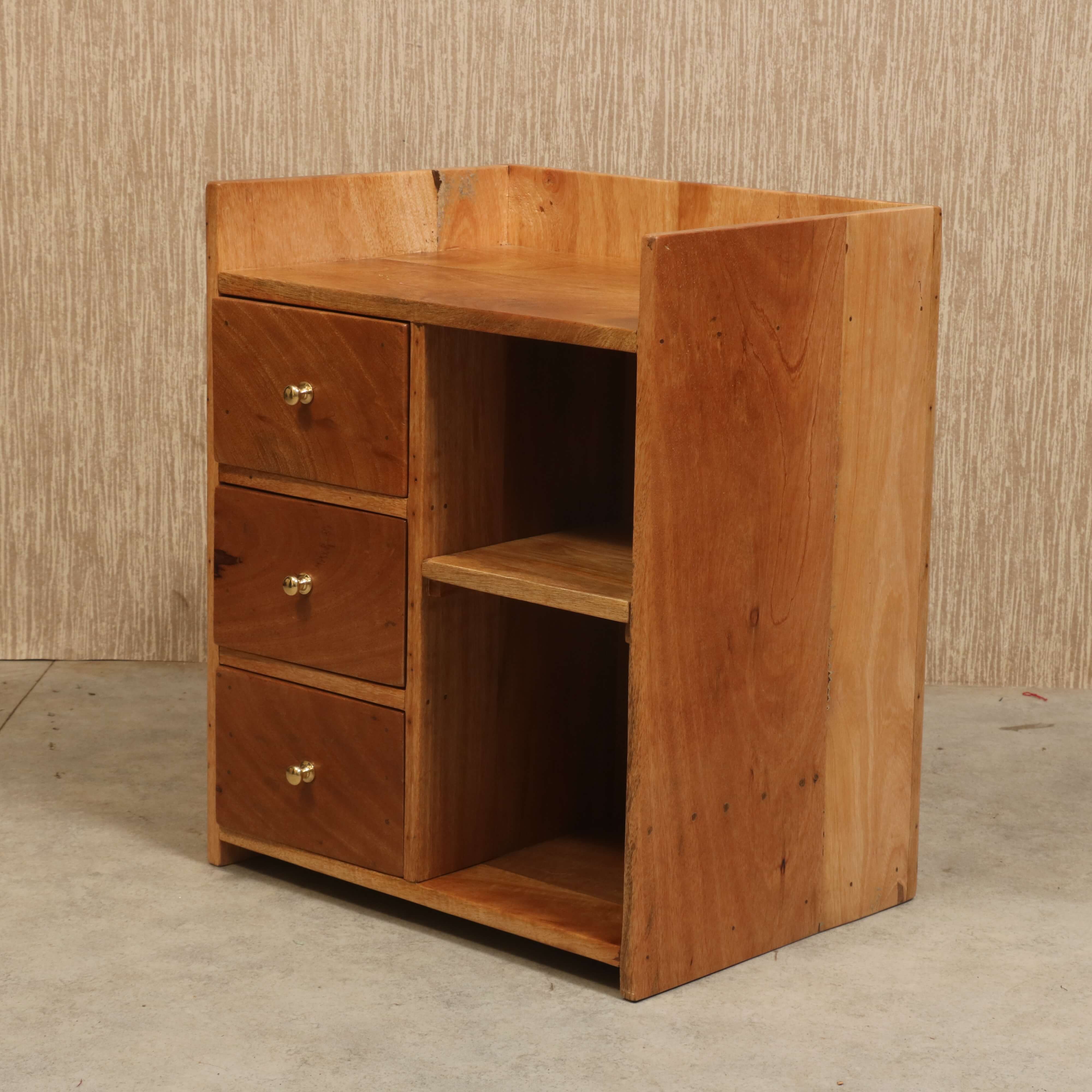 Light Finish 3-Drawer Bedside Unit Bedside