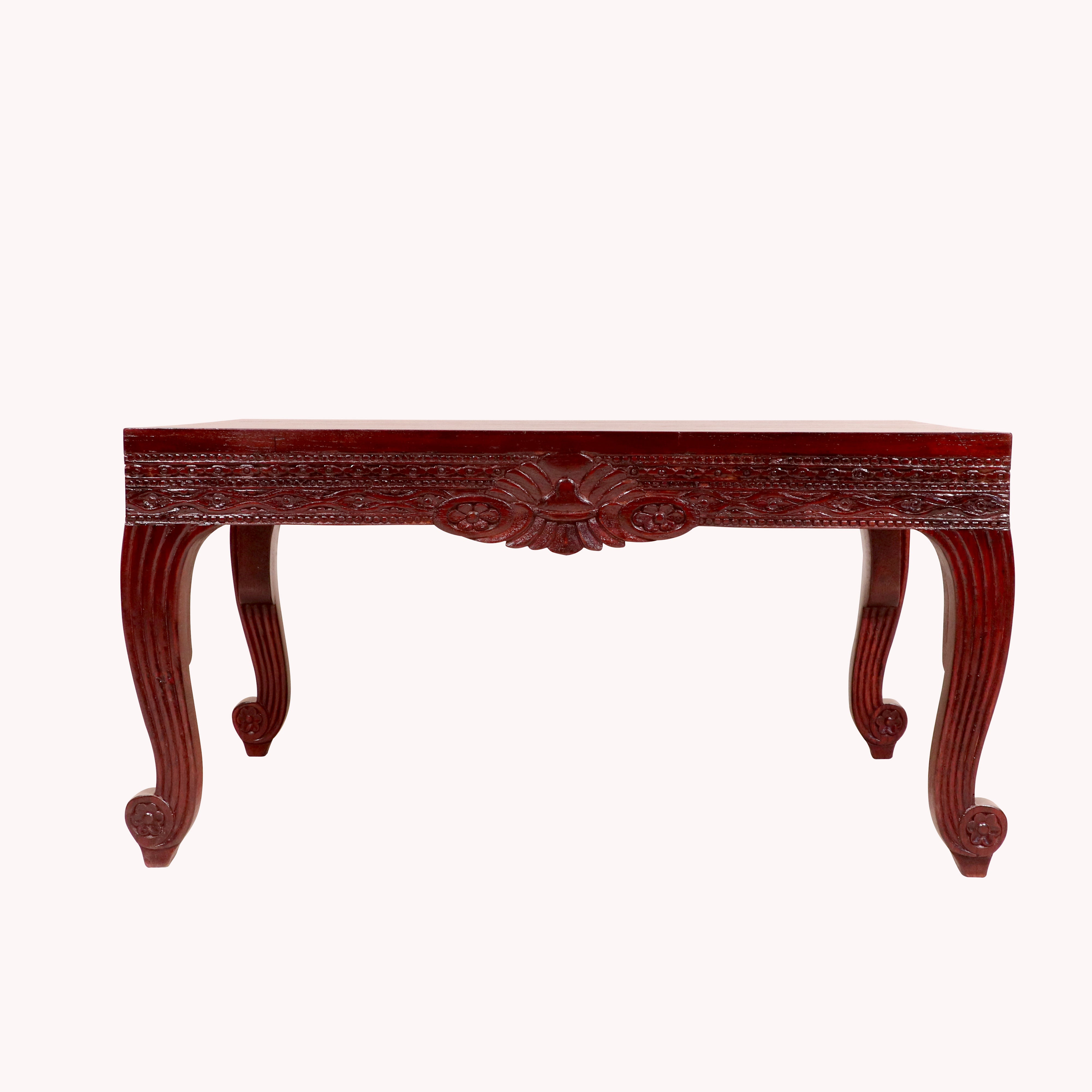 Wide Teak folk carved coffee Table Coffee Table