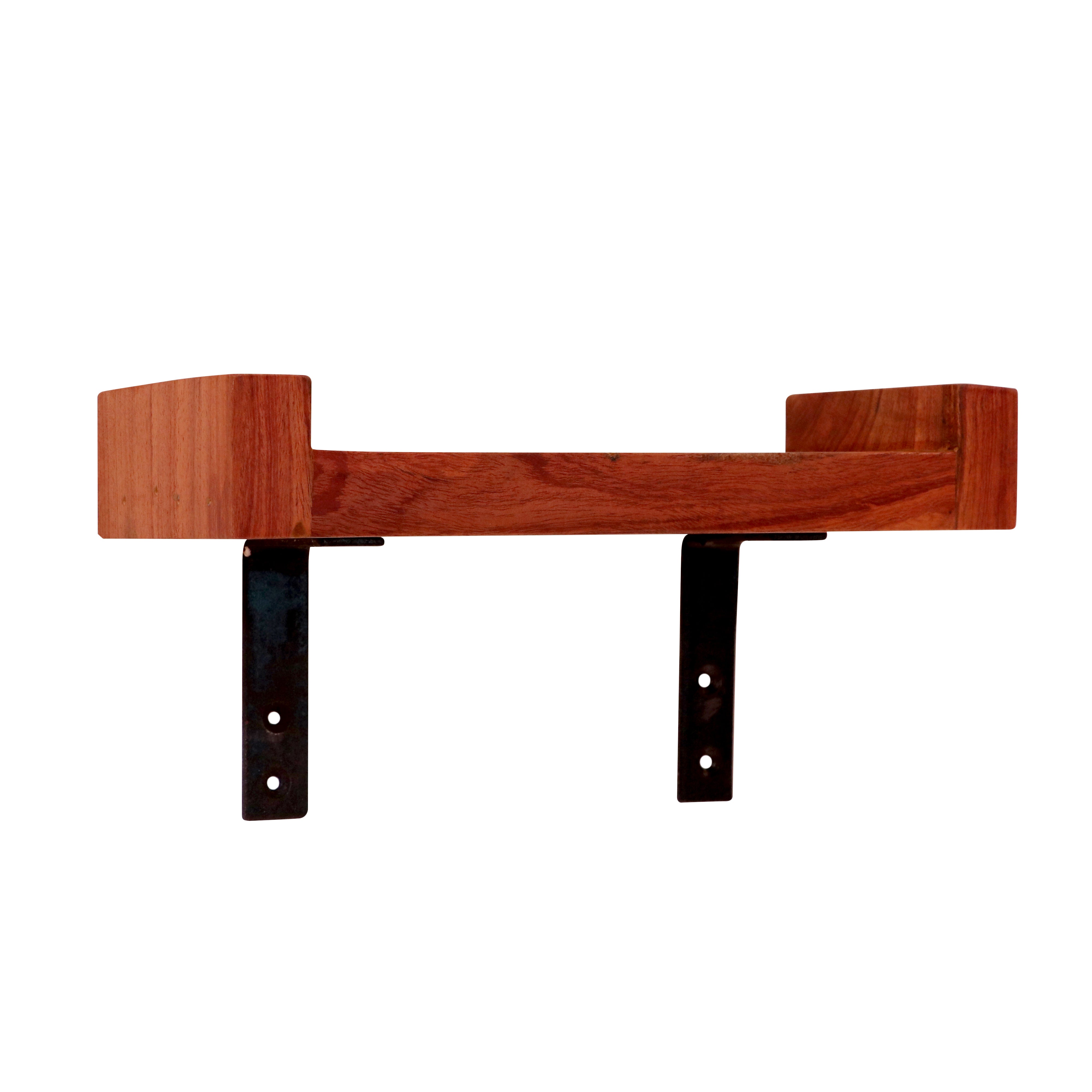 Wooden Wall Hanging With Iron Stand (Set of 2) Wall Rack
