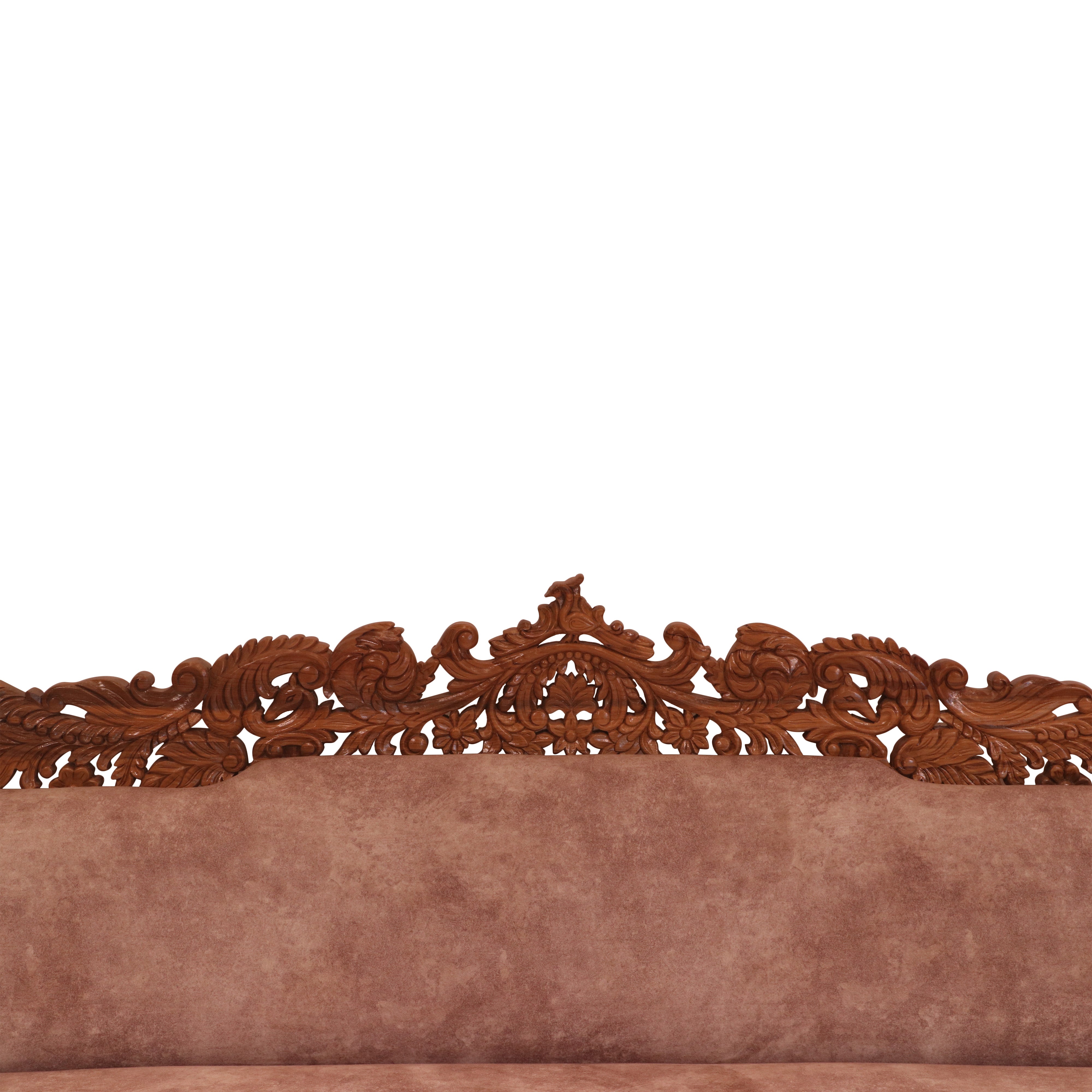Light finish Royal Carved Teak wood 3 Seater Sofa Sofa