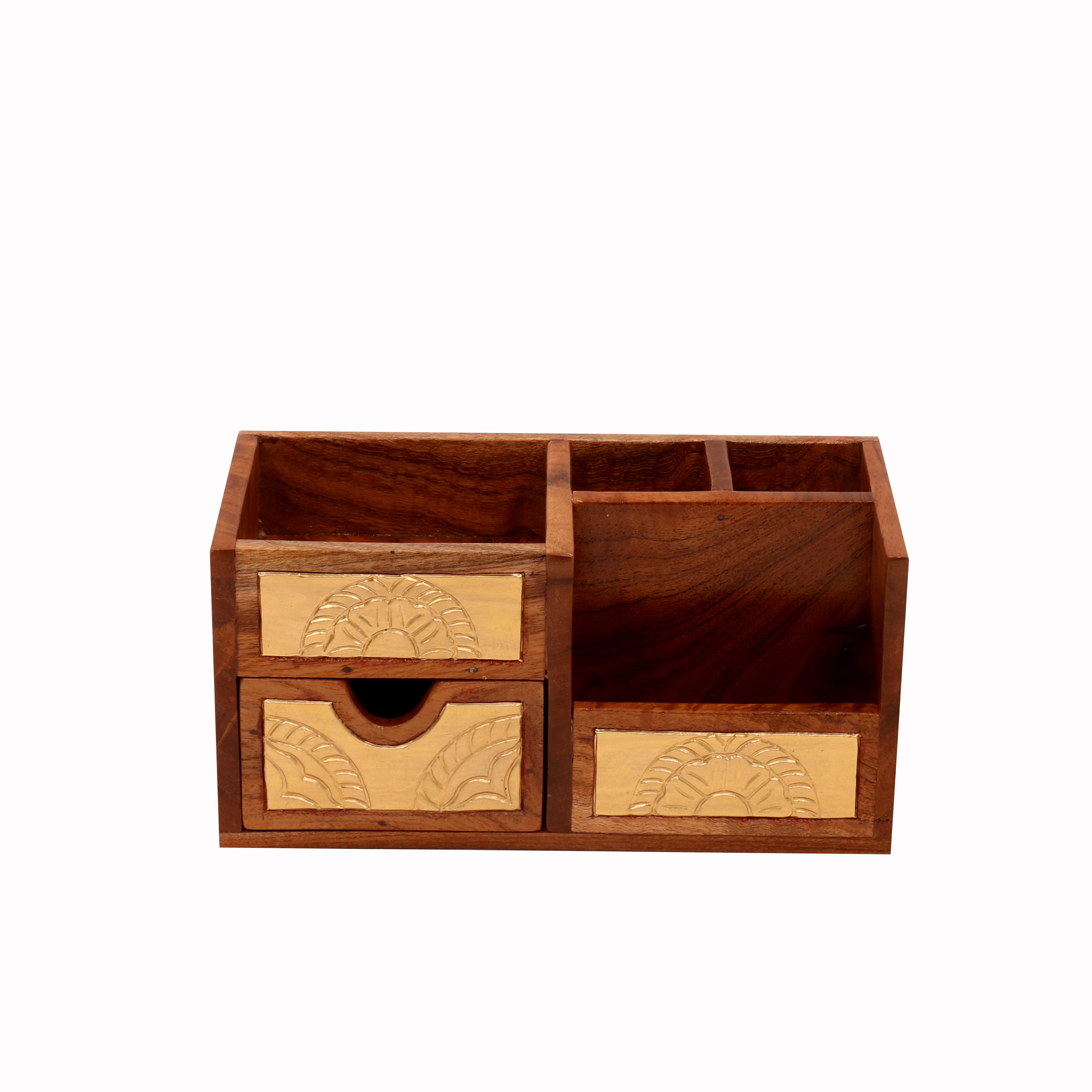 Montage Brass Multiple Slot Handmade Wooden Desk Organizer Desk Organizer