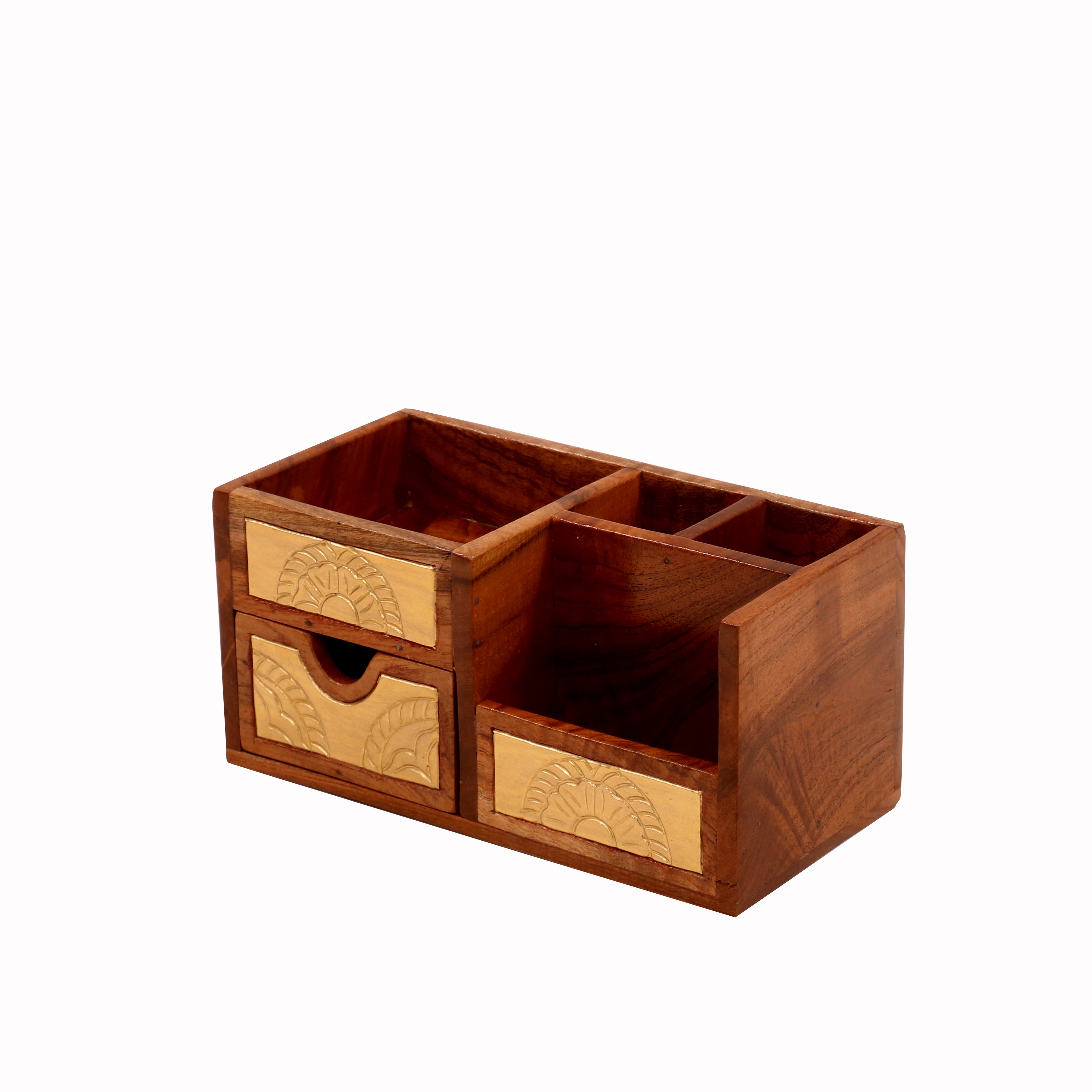 Montage Brass Multiple Slot Handmade Wooden Desk Organizer Desk Organizer