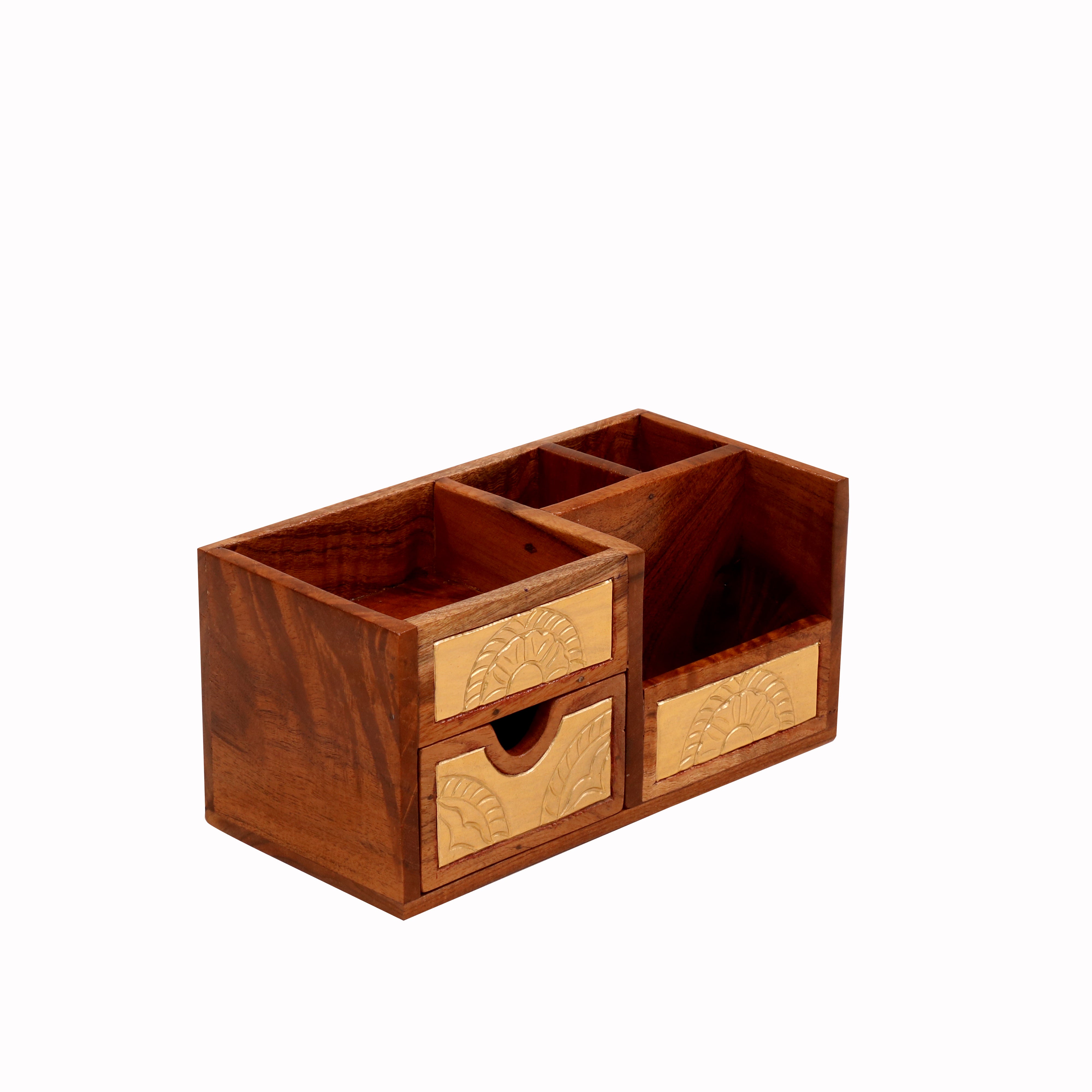 Montage Brass Multiple Slot Handmade Wooden Desk Organizer Desk Organizer