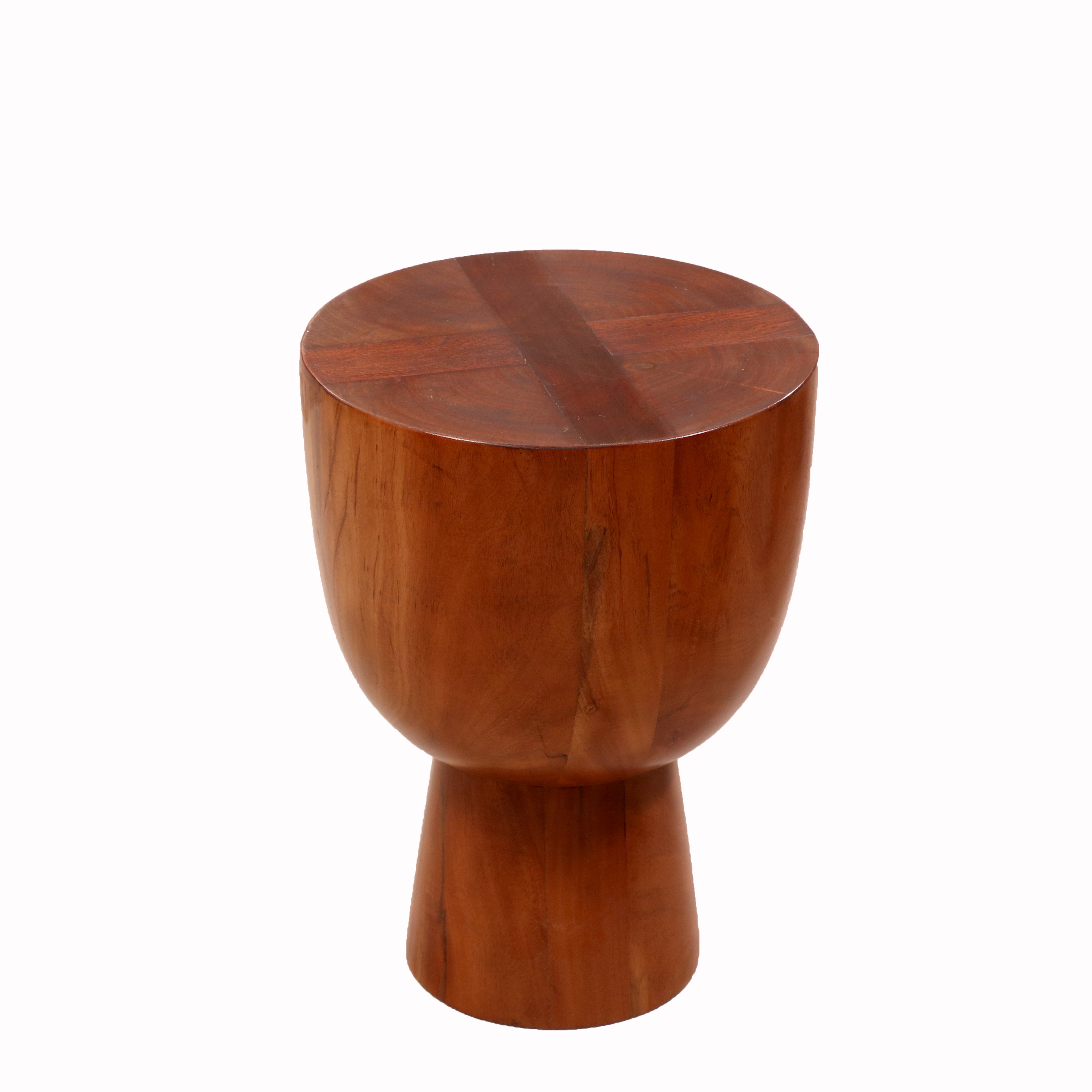 African drum-inspired Wooden Stool End Table