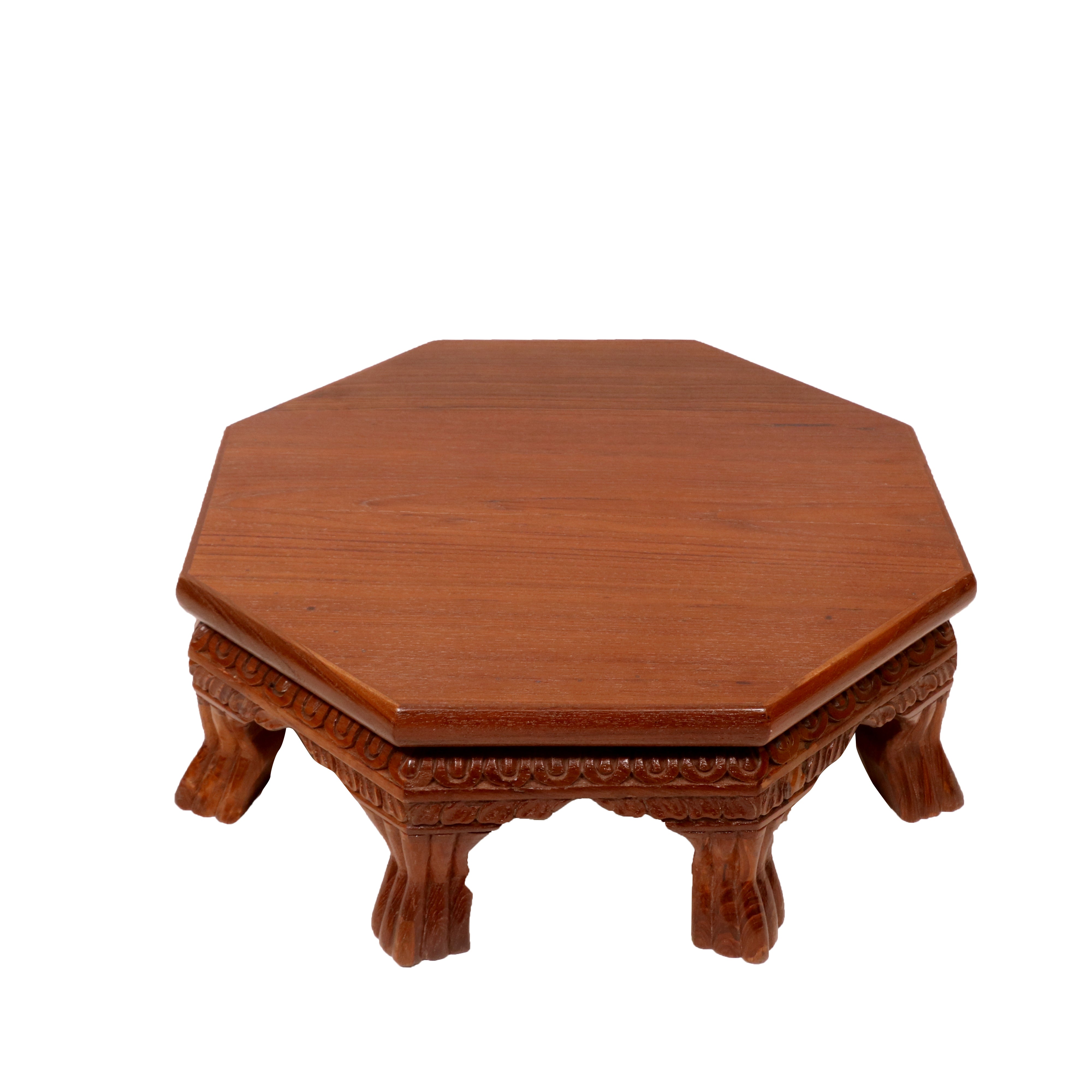 Asth Traditional Teak Wood Octagonal Bajot /Choki Sitting Dinning Default Title Bajot