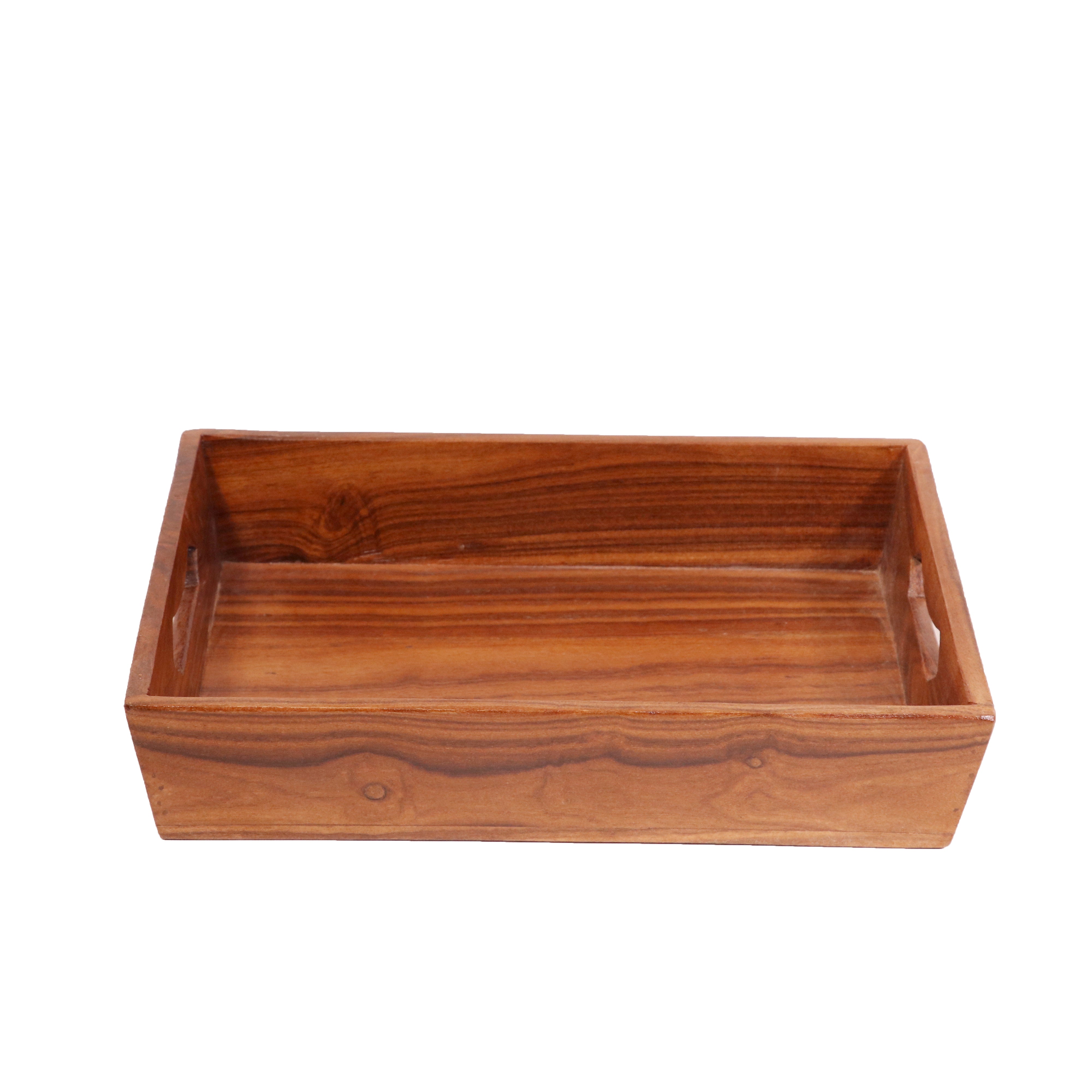 Glorious Natural Finish Wooden Handmade Tray - Set of 3 Tray