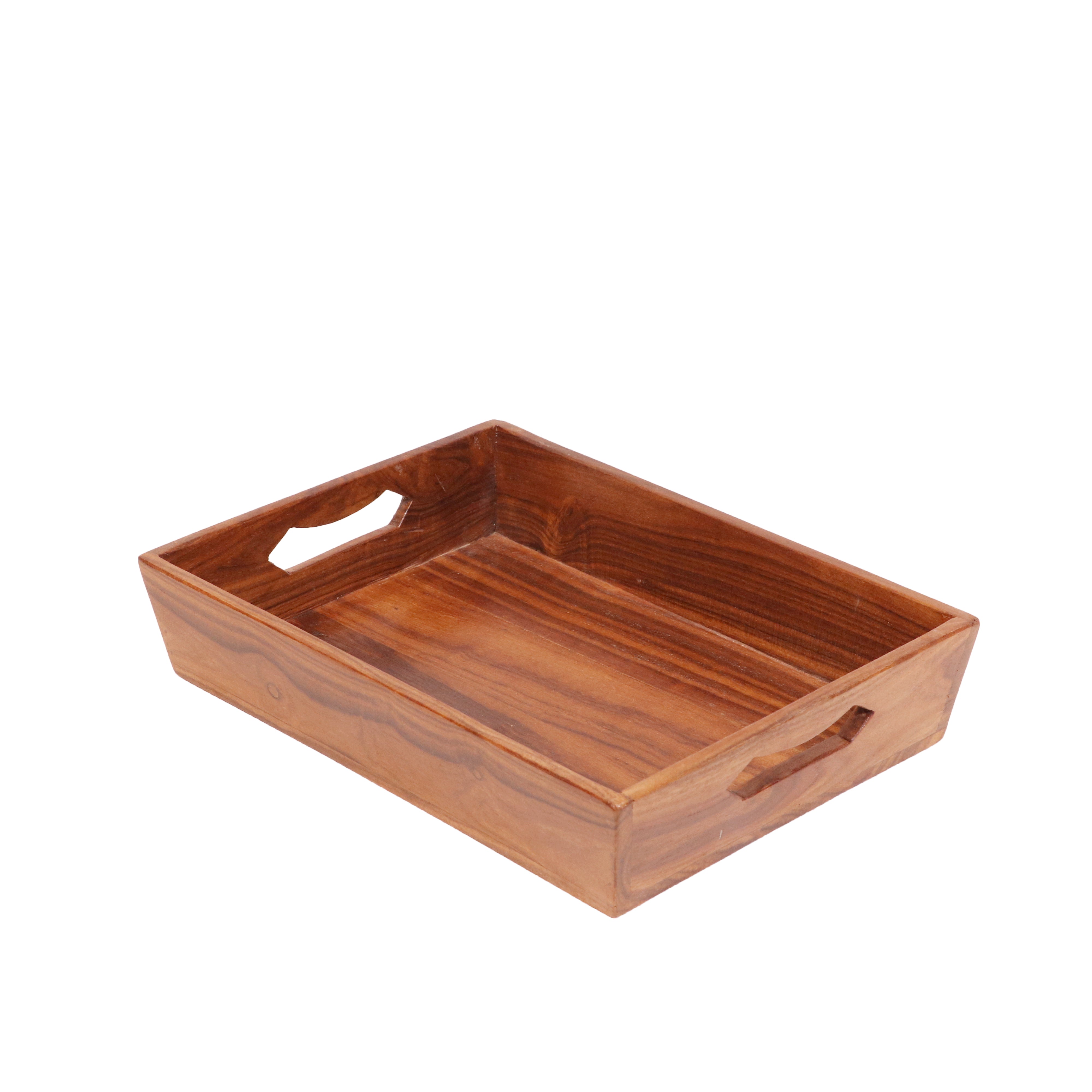 Glorious Natural Finish Wooden Handmade Tray - Set of 3 Tray
