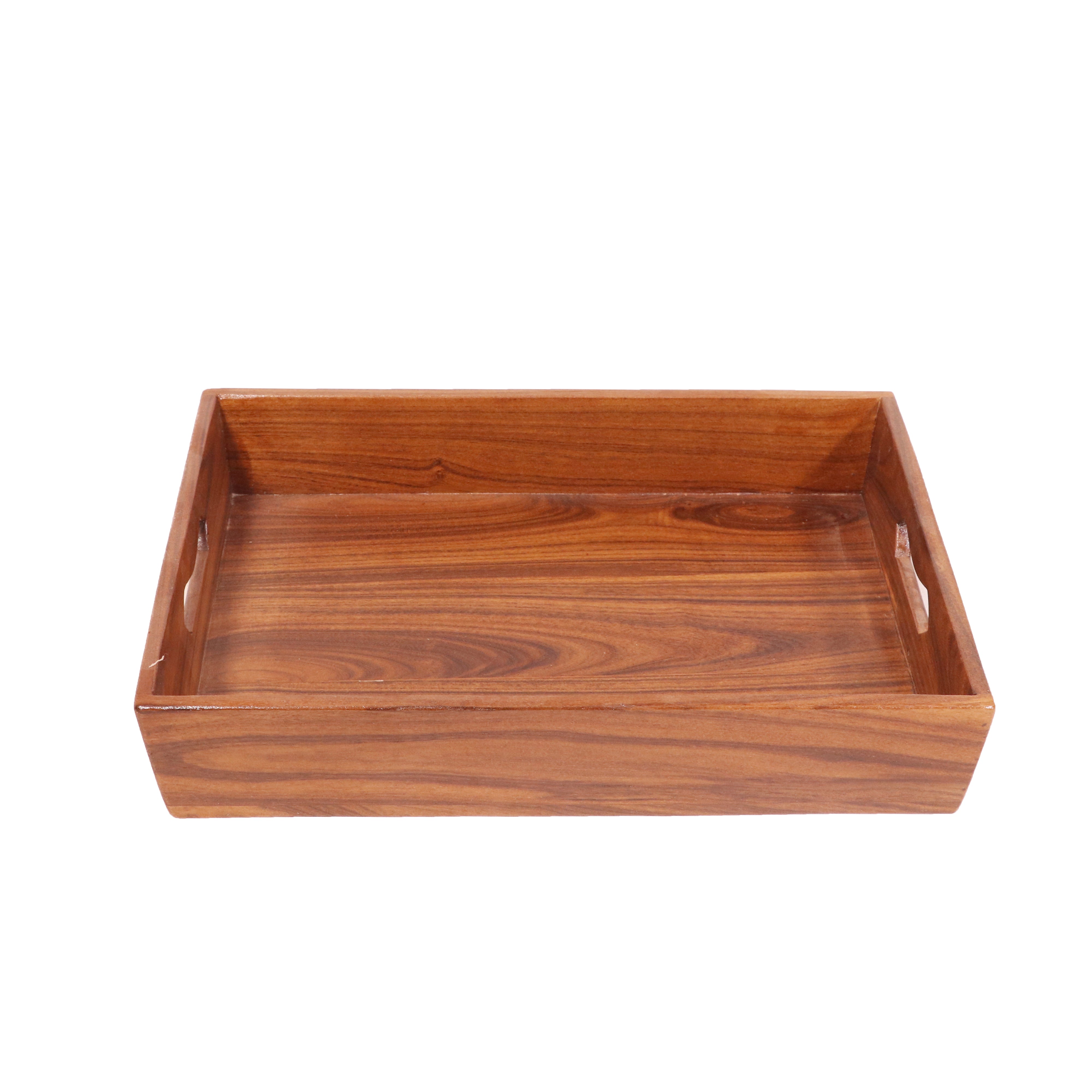 Glorious Natural Finish Wooden Handmade Tray - Set of 3 Tray