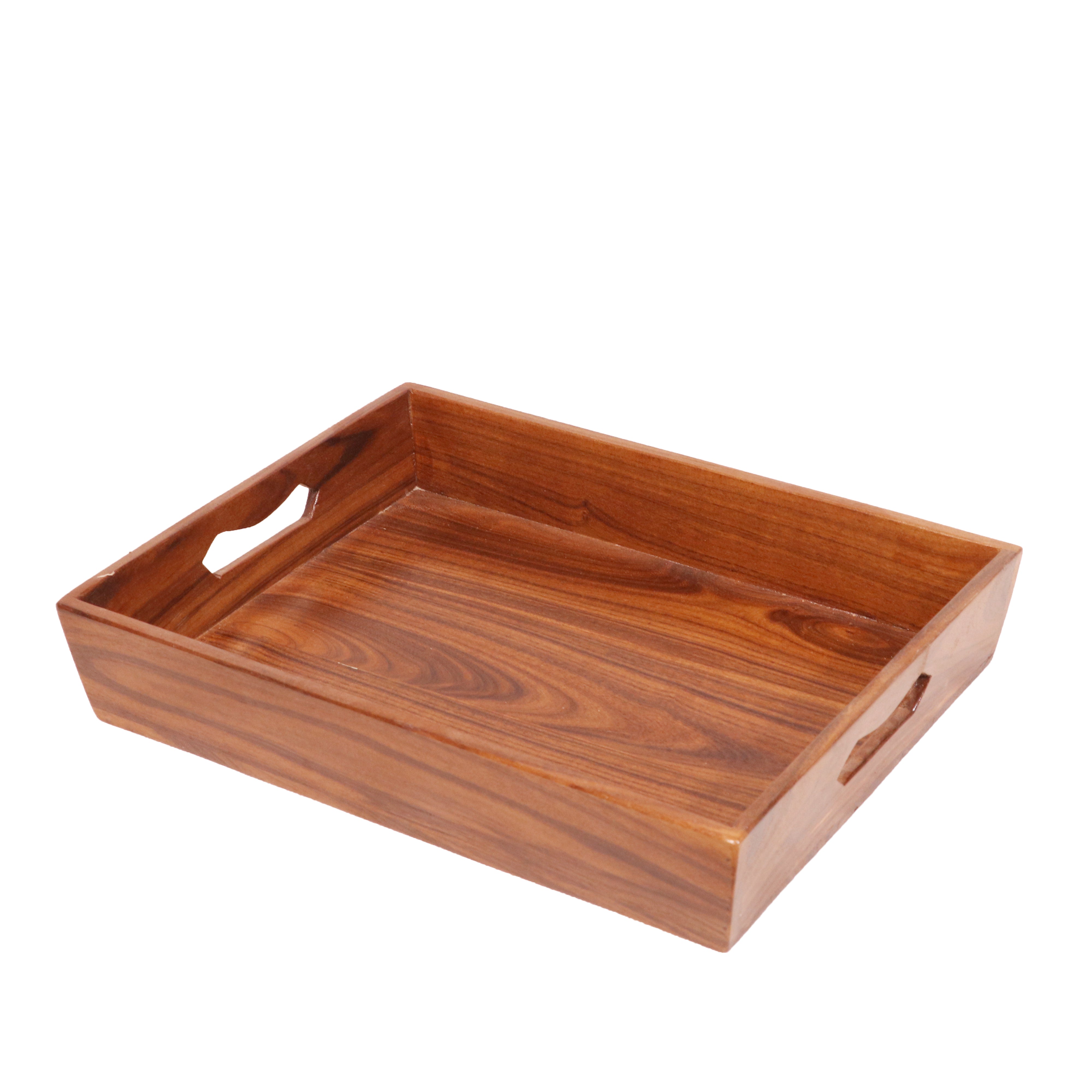 Glorious Natural Finish Wooden Handmade Tray - Set of 3 Tray
