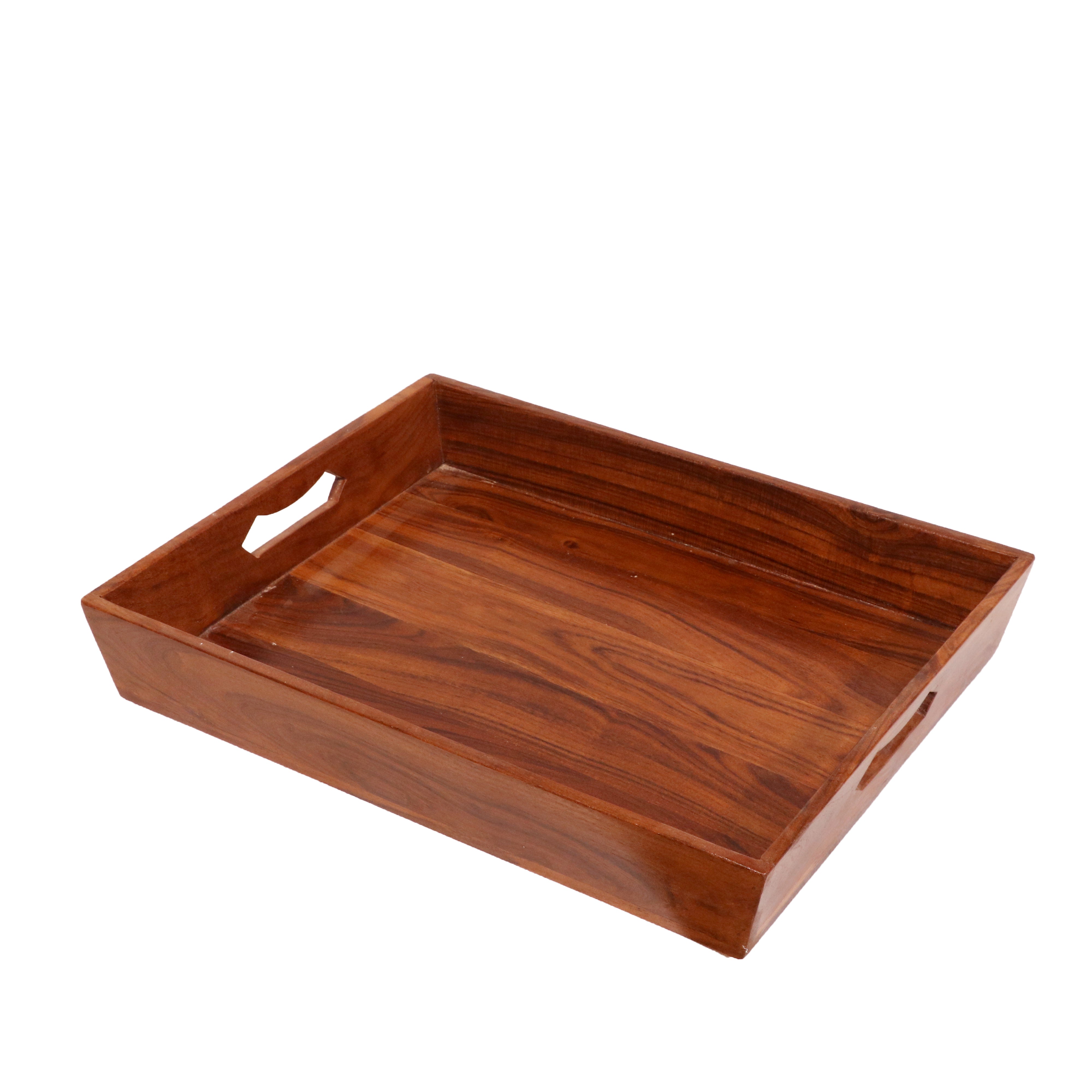 Glorious Natural Finish Wooden Handmade Tray - Set of 3 Tray