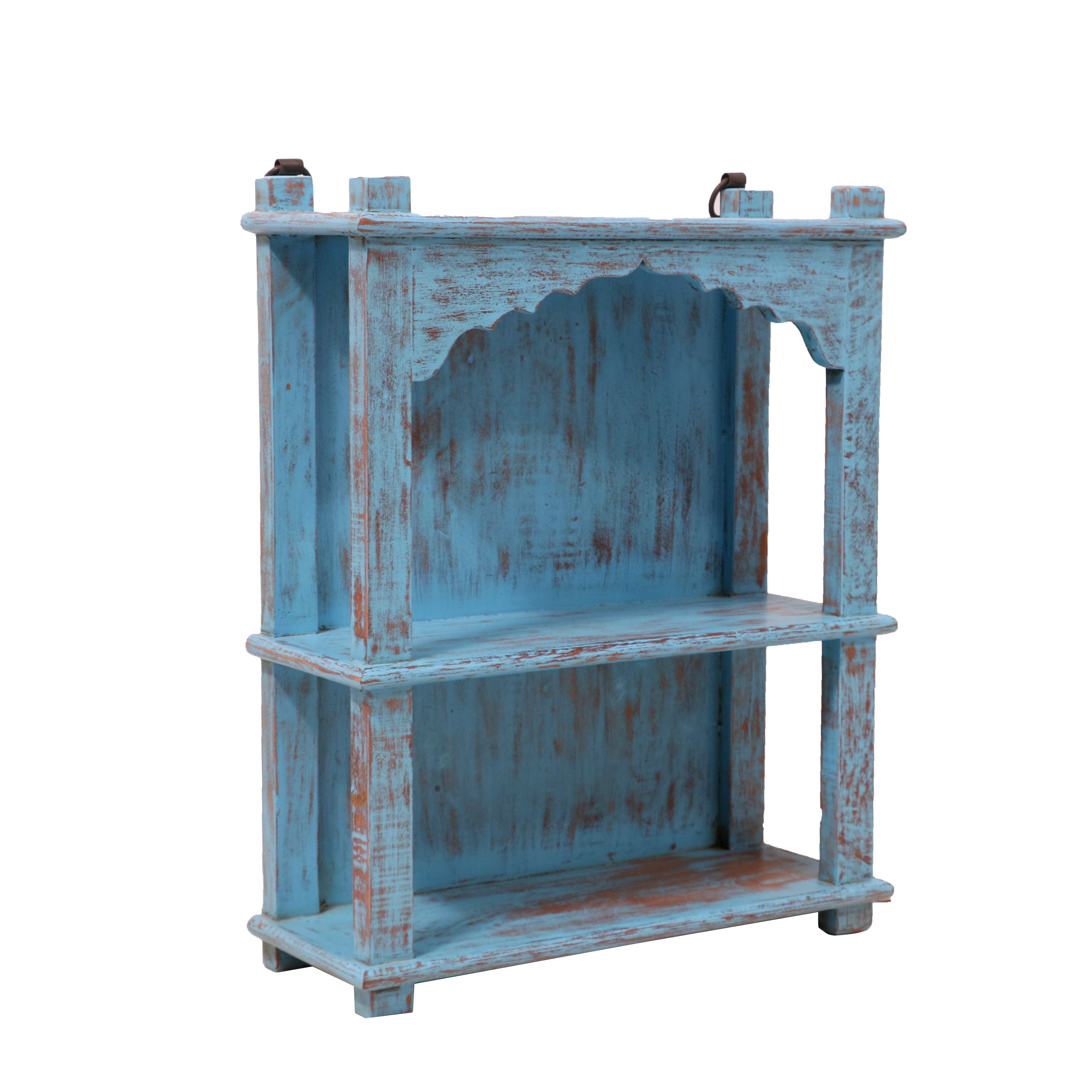 Distressed Blue Open Rack Wall Rack