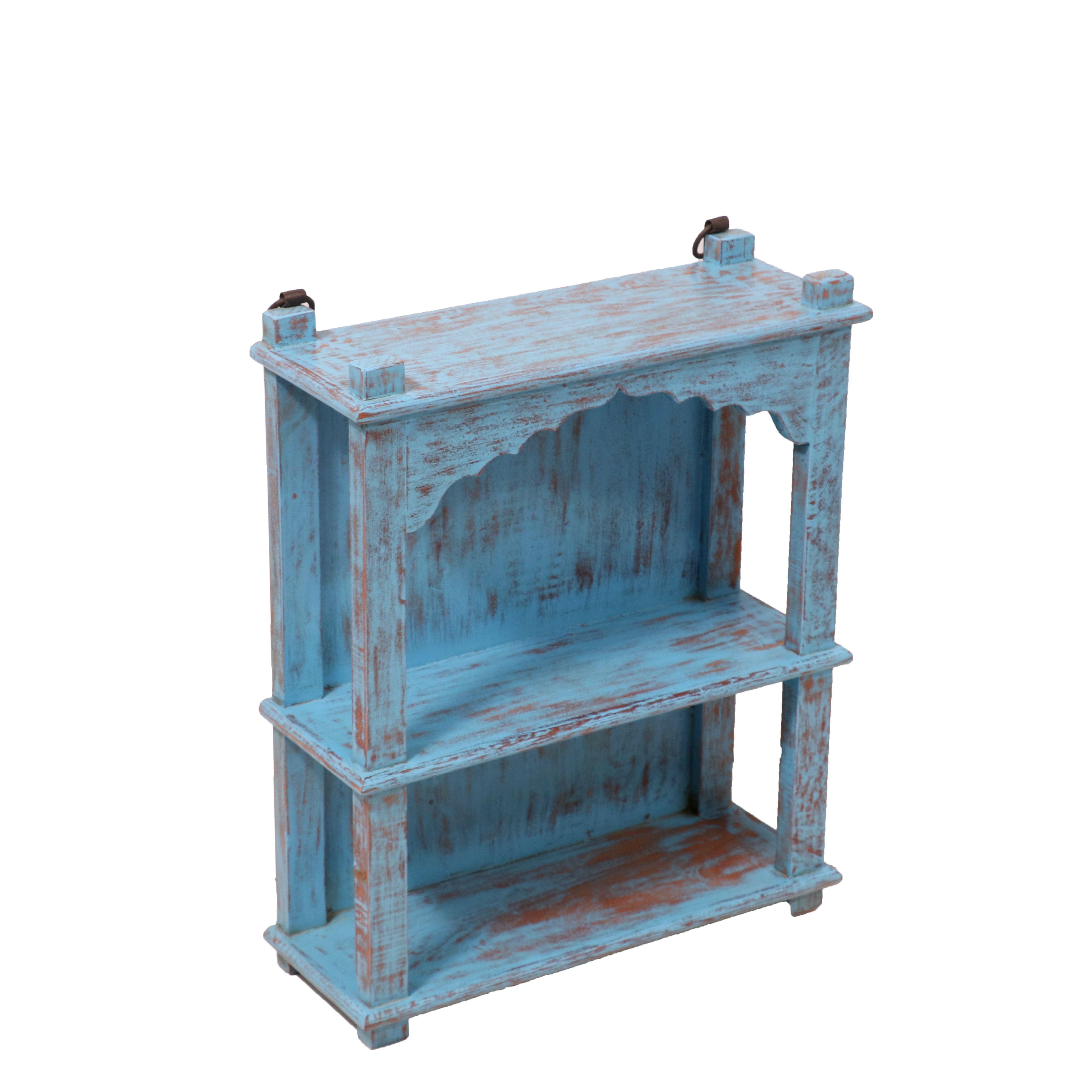 Distressed Blue Open Rack Wall Rack