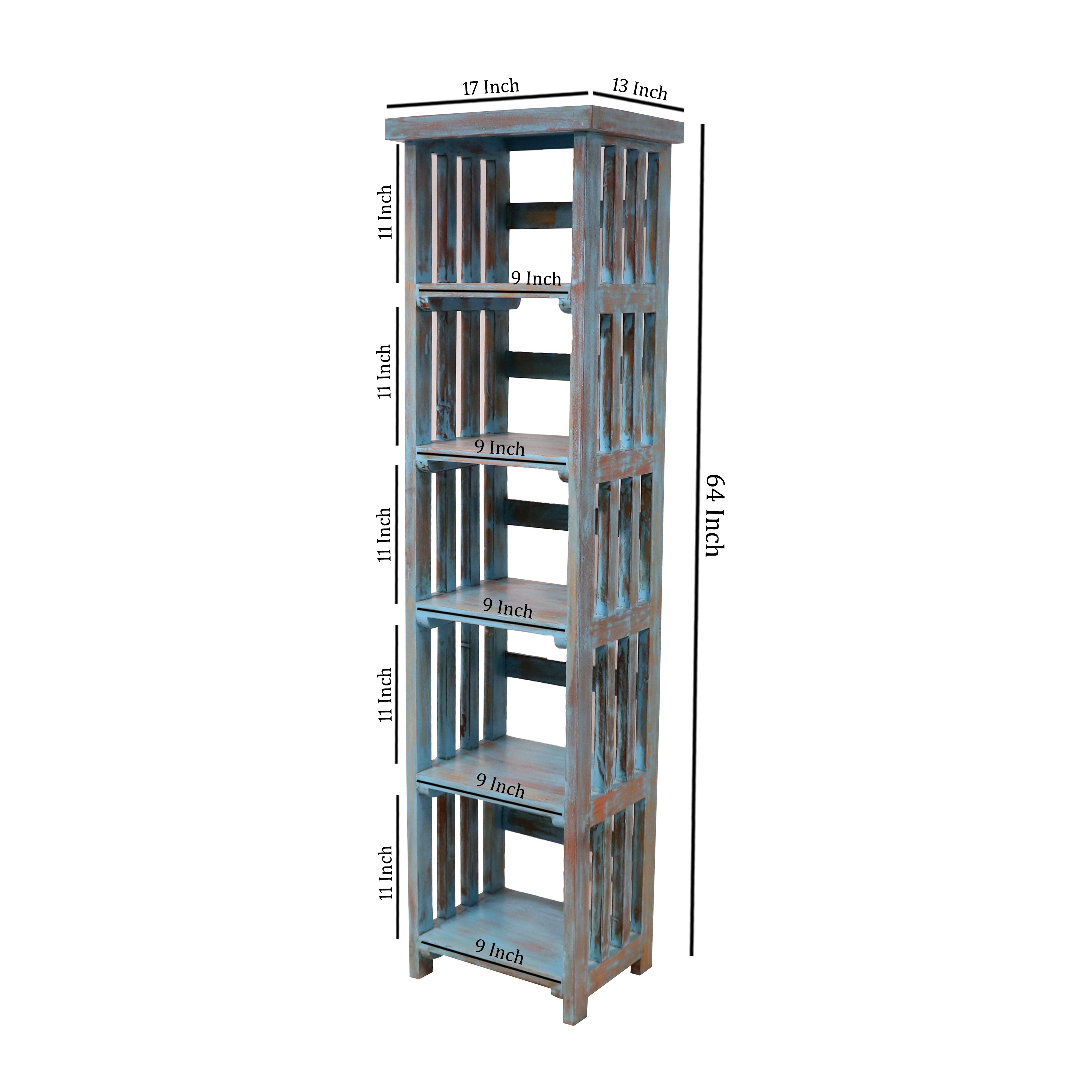 Wooden Strip Concept Open Rack Book Rack