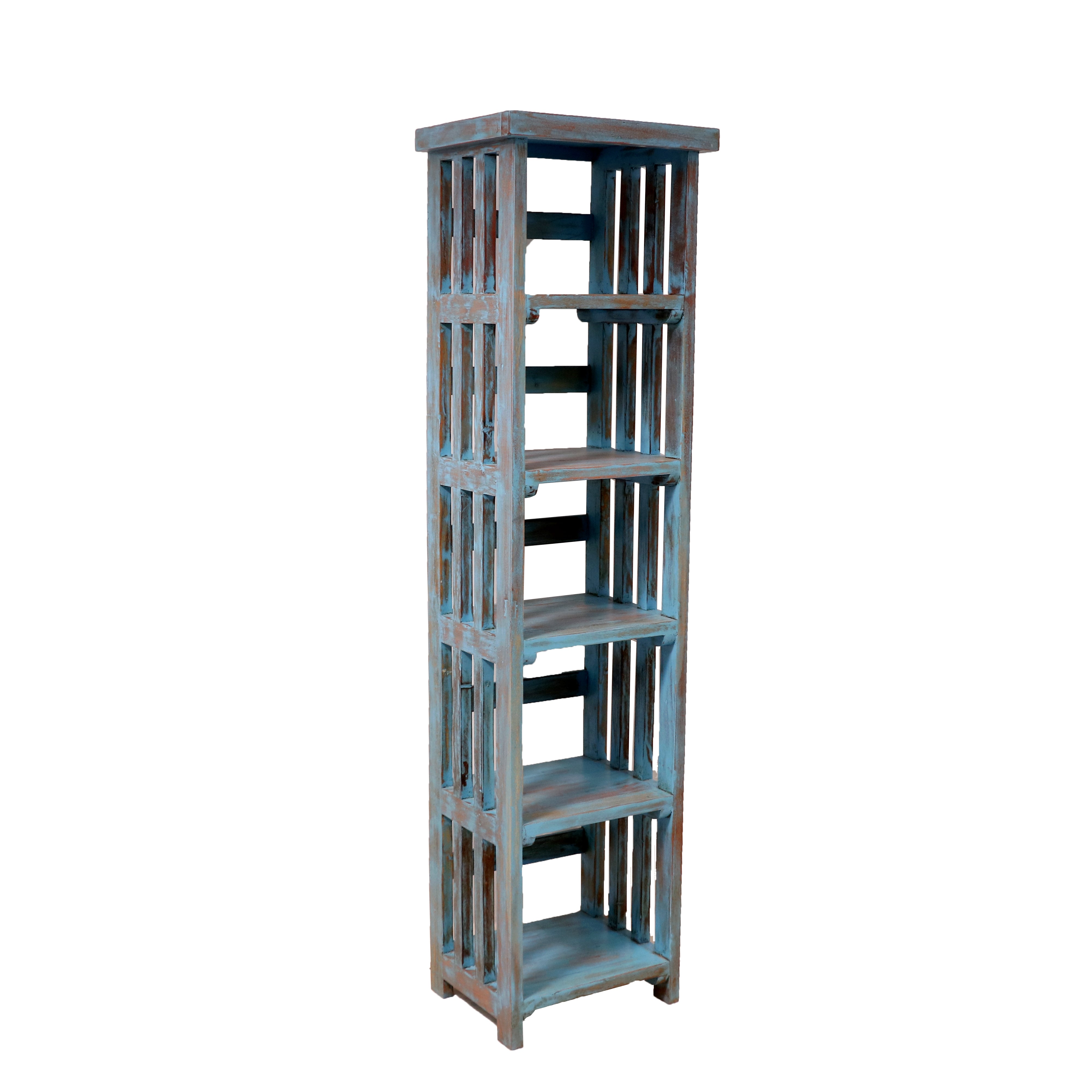 Wooden Strip Concept Open Rack Book Rack