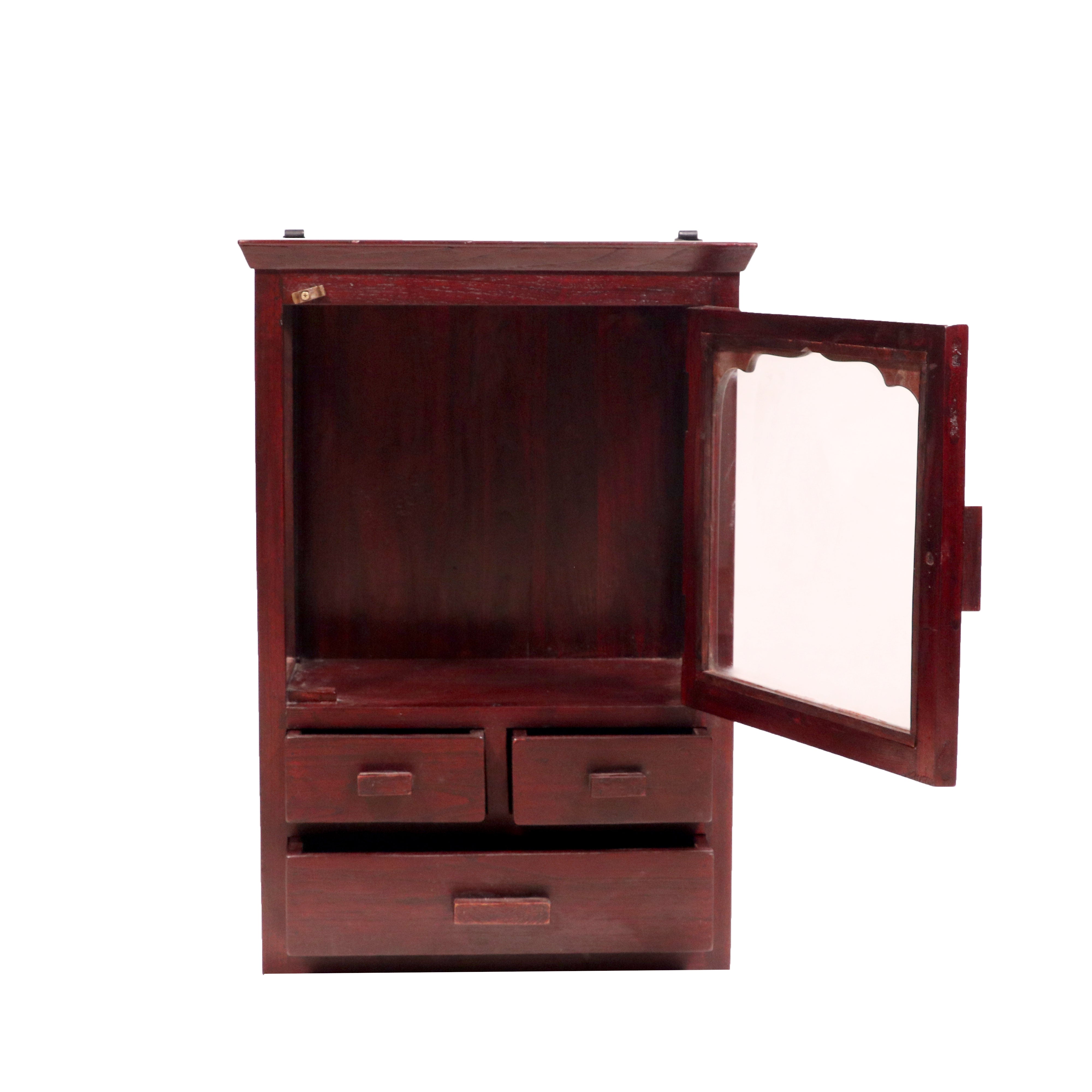 Wooden 3 Drawer 1 Glass Door Wall Cabinet Wall Cabinet