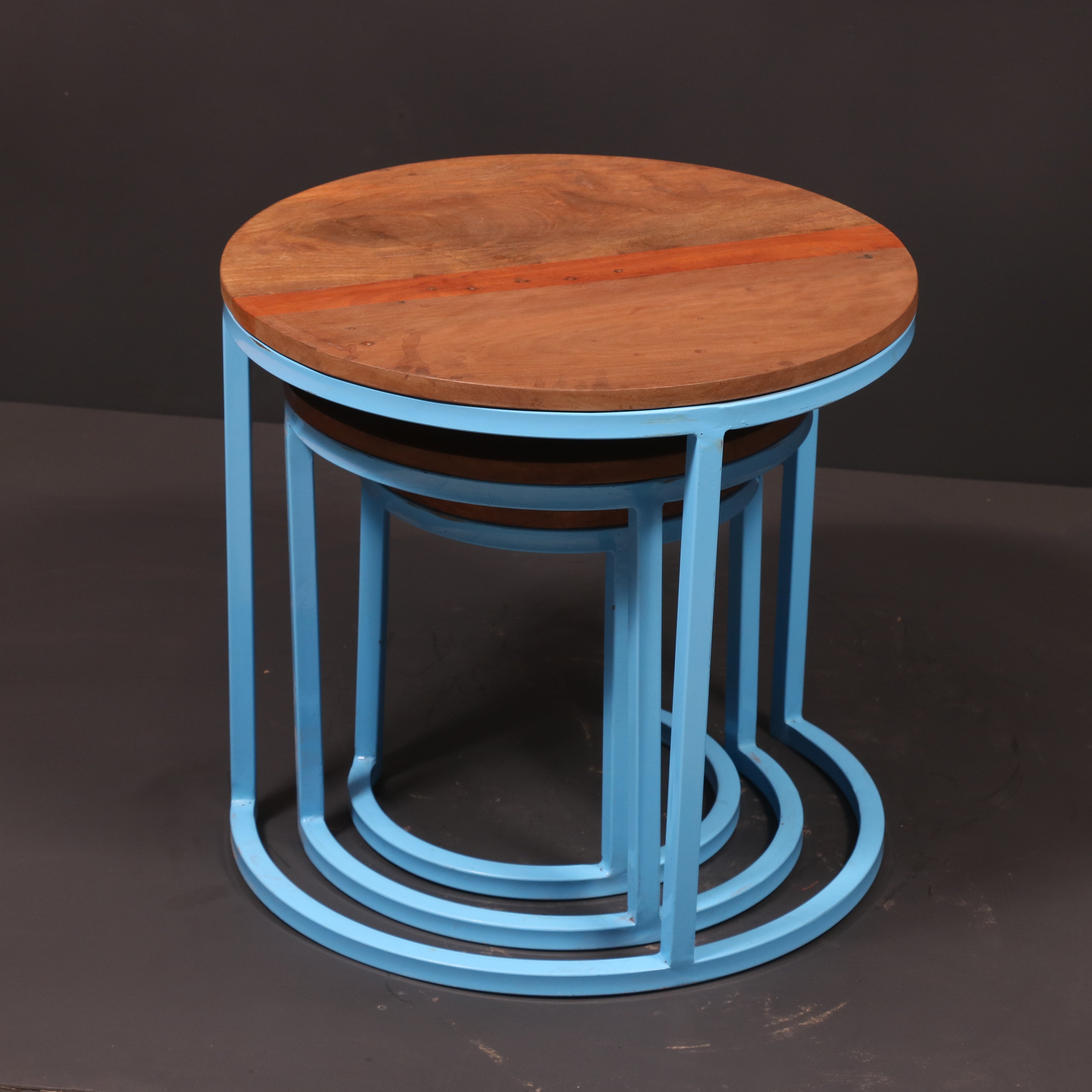 (Set of 3) Metallic Table Stand Stool