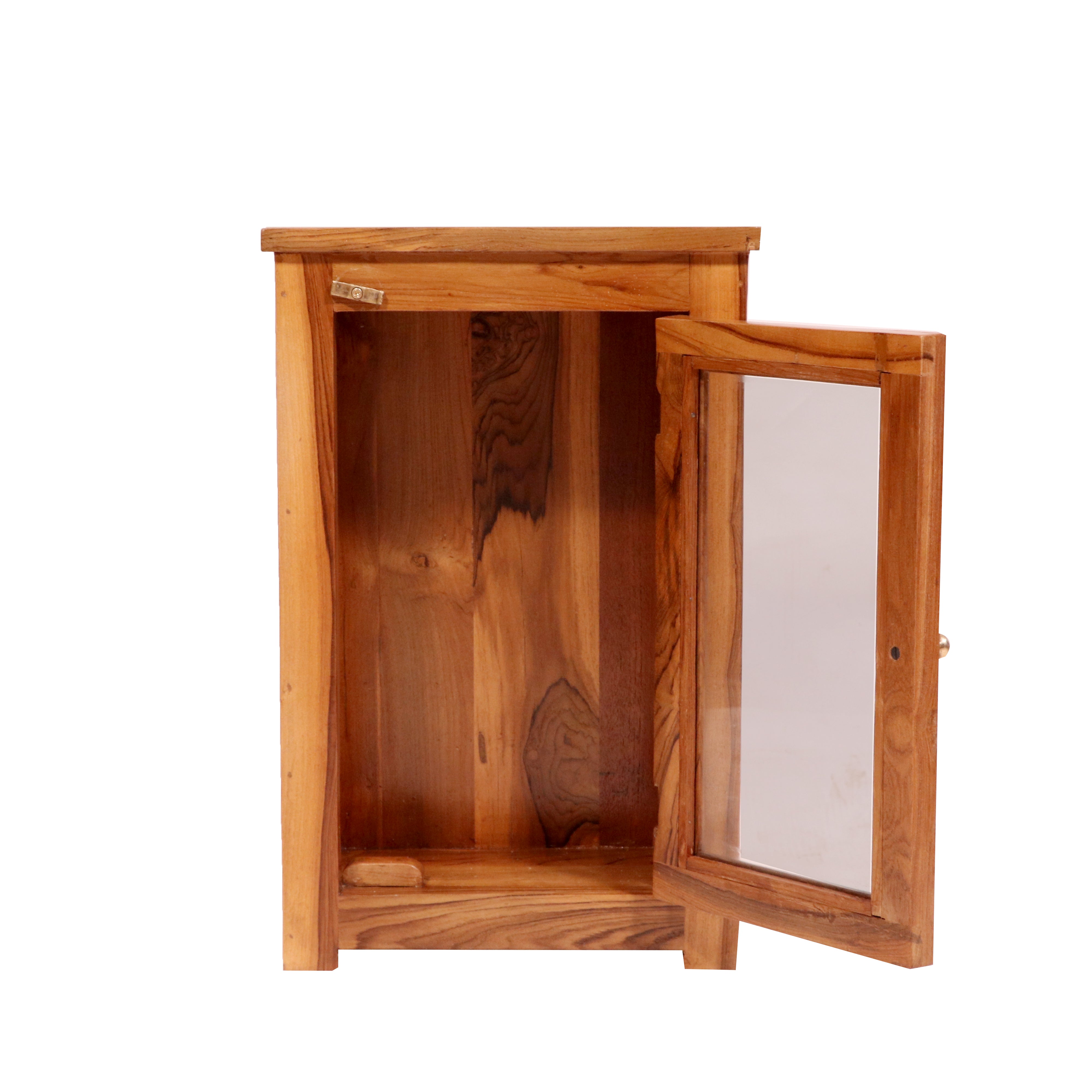 Solid teak glass door compact wall hanging cabinet Rack